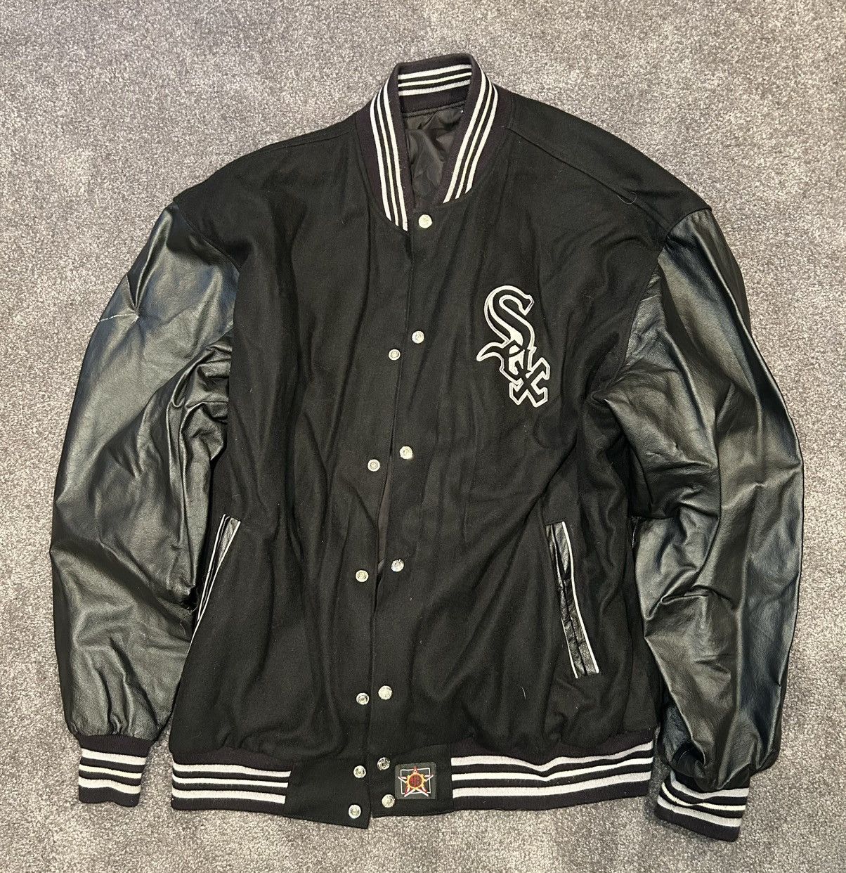 MLB MLB Chicago White Sox Snap Wool & Leather Jacket Size US XXL / EU 58 / 5 - 1 Thumbnail