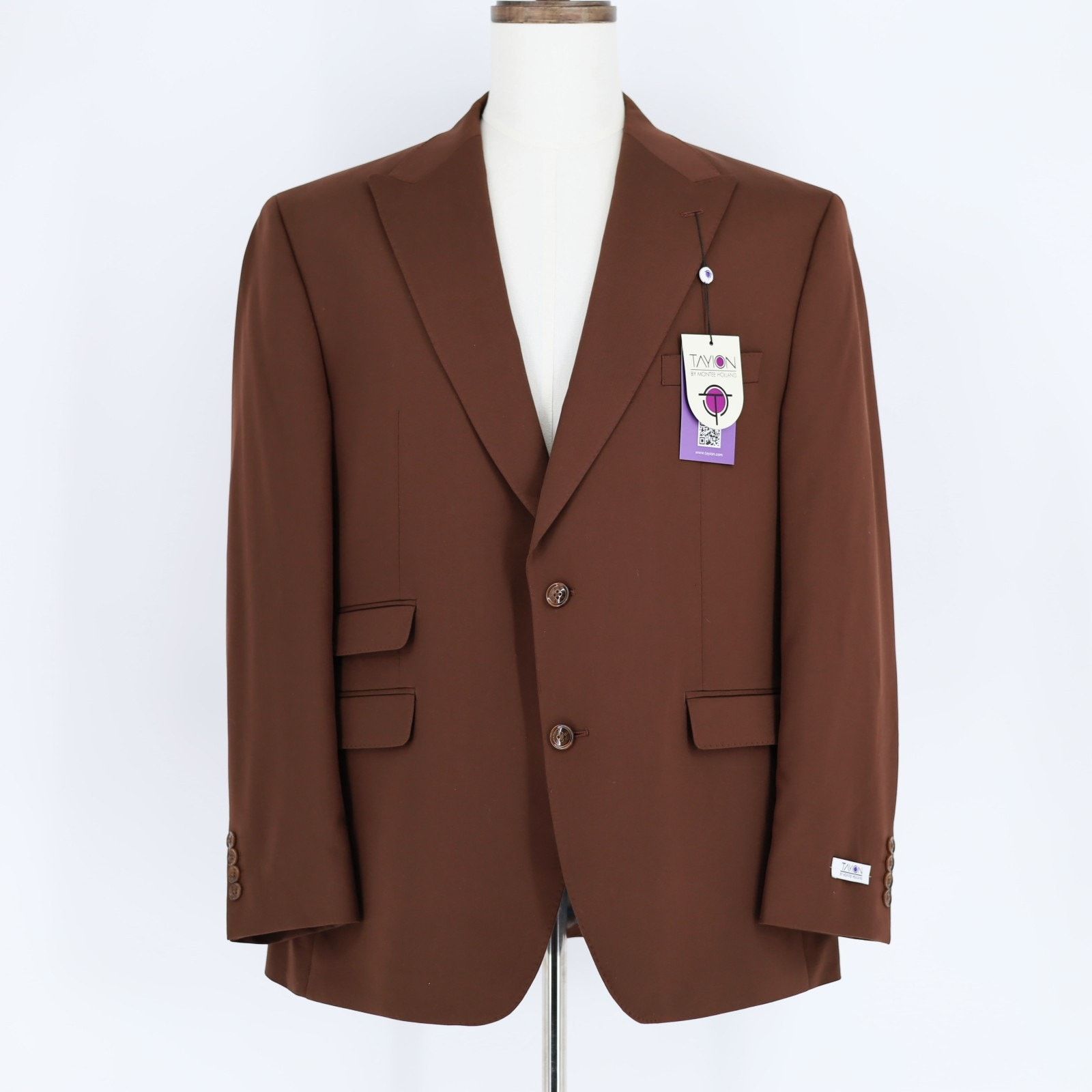 The Unbranded Brand Tayion Collection Men's Brown Formal Suit Jacket Size 44R Size 44R - 3 Thumbnail