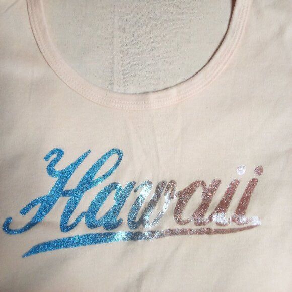 Vintage Vintage 70s Hawaii Spell Out Transfer T-Shirt Size L / US 10 / IT 46 - 1 Thumbnail