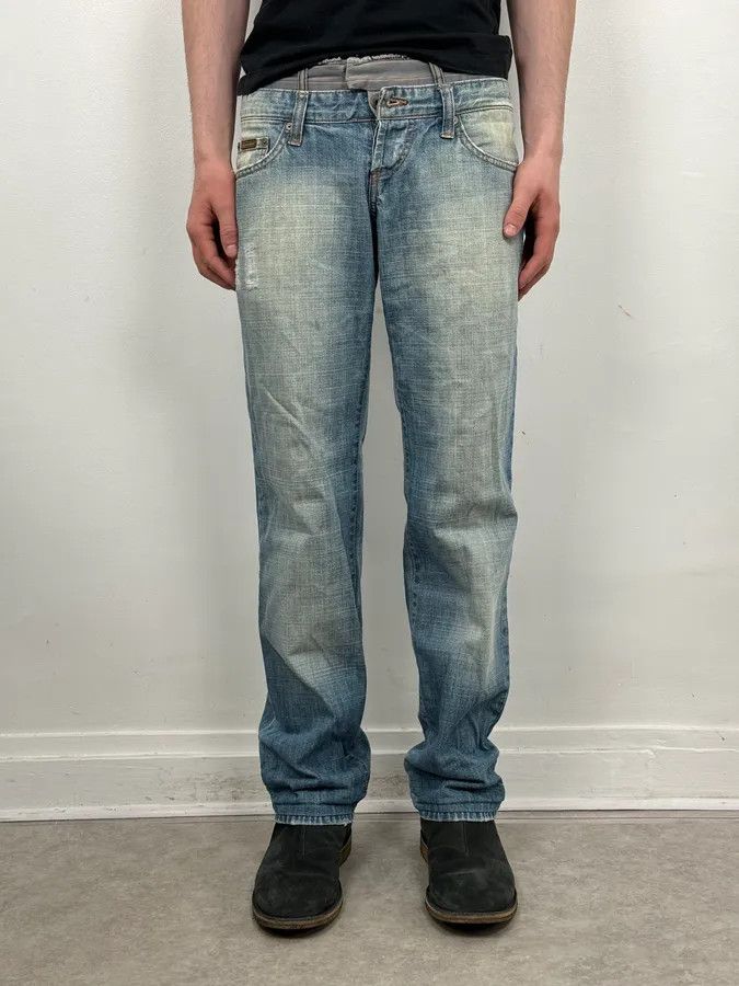 Dolce & Gabbana AW2003 Dolce & Gabbana Light Blue Distressed Double Waisted Jeans Size US 32 / EU 48 - 2 Thumbnail