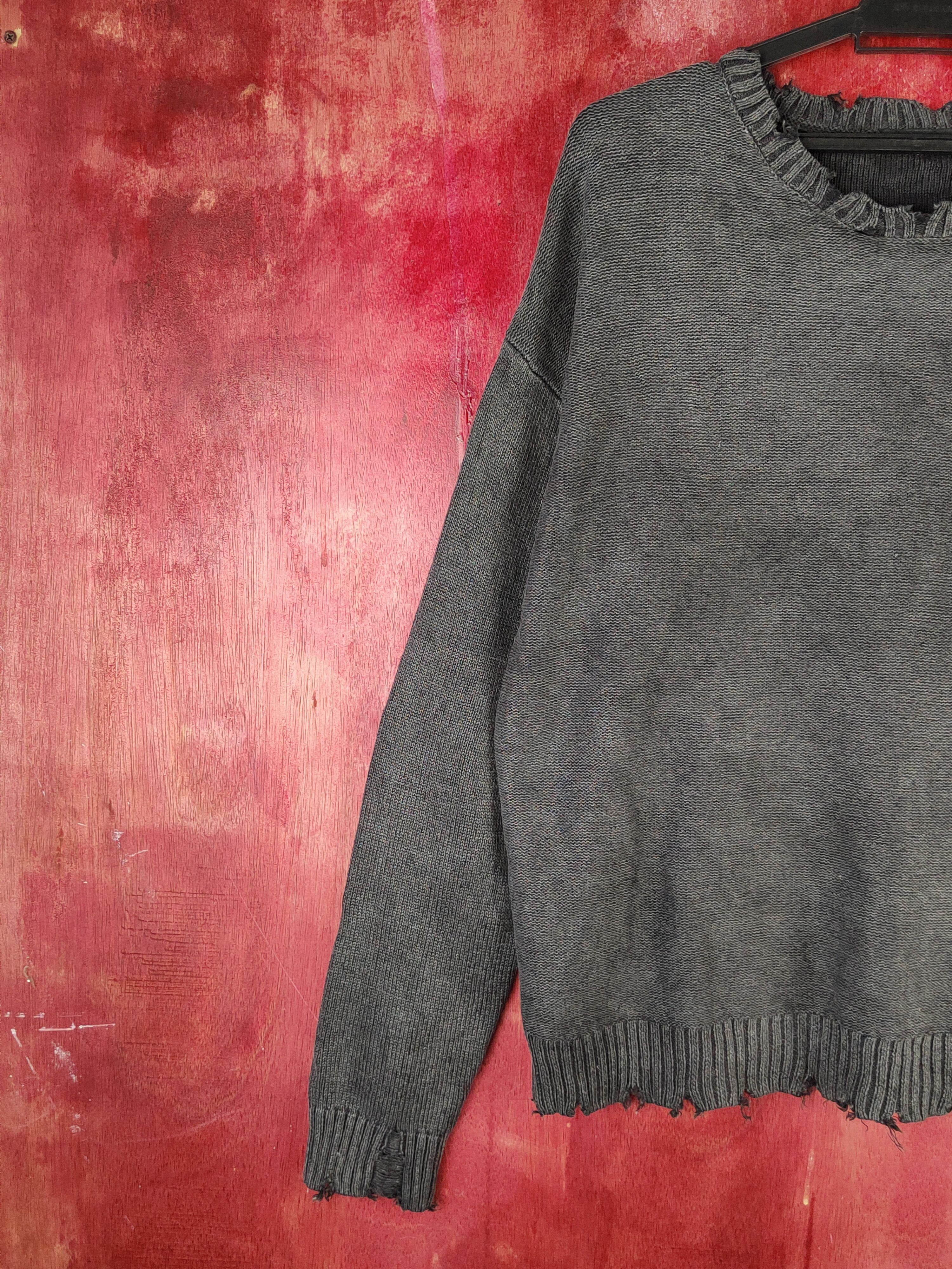 Japanese Brand Jeanasis Black Faded ripped distressed Sweatshirts #S1684 Size US M / EU 48-50 / 2 - 4 Thumbnail