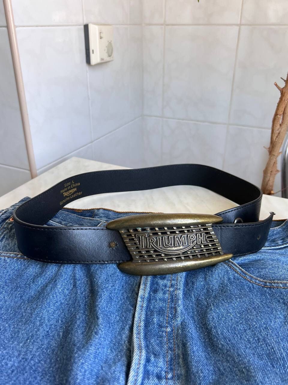 Japanese Brand Triumph motorcycle 2000s vintage leather bike moto belt y2k Size ONE SIZE - 1 Thumbnail