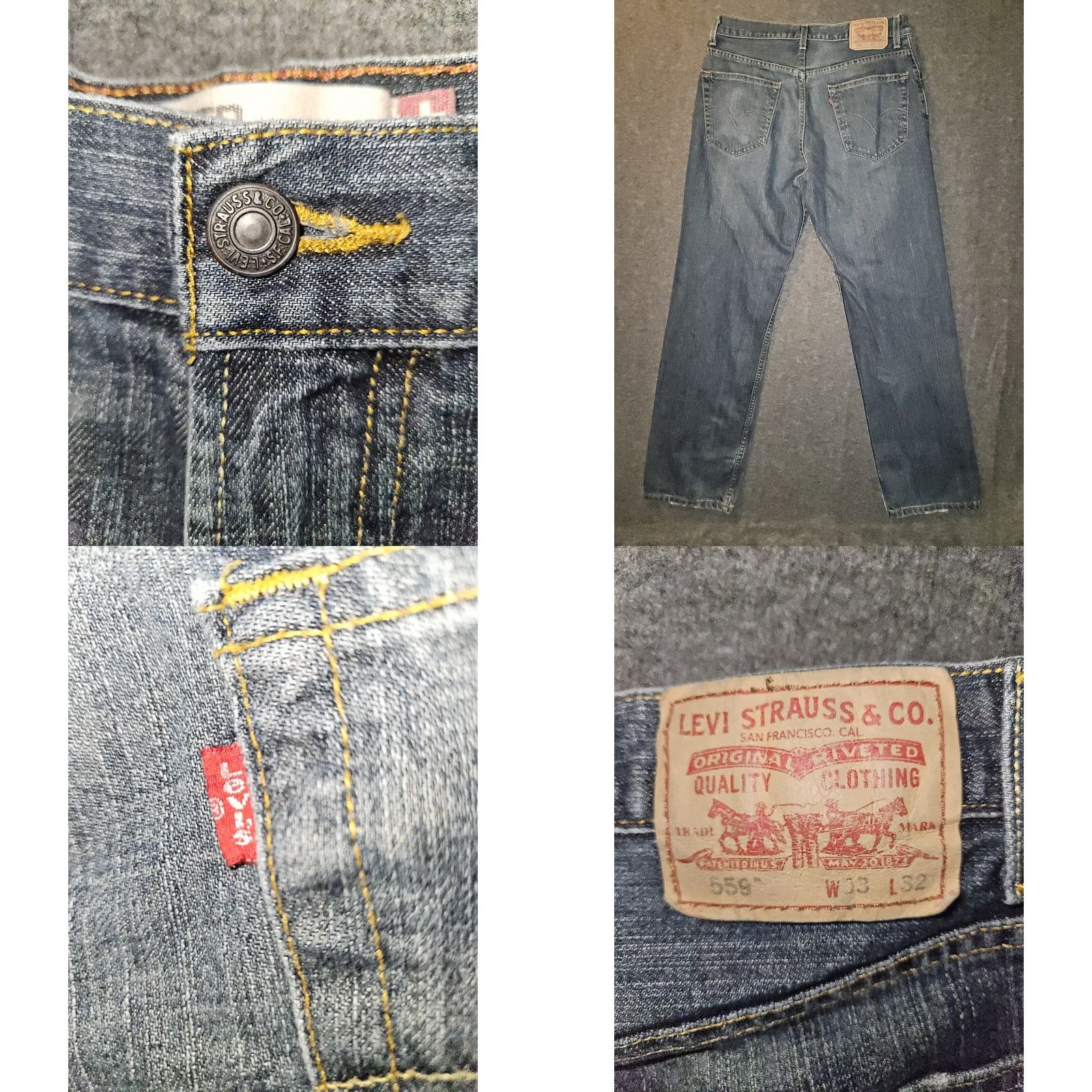 Levi's Levi's 559 Jeans Relaxed Straight Mid Blue 33x30 Mens Regular Denim USA 90s City Logo Preppy Size US 33 - 8 Thumbnail