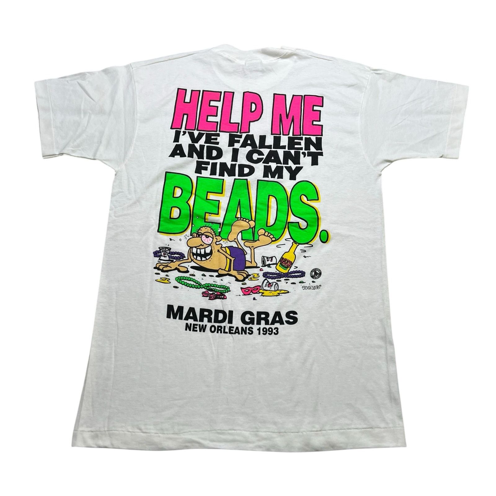 Fruit Of The Loom Vintage 90s Mardi Gras Bead Freak T-Shirt USA Made Sz Large Size US L / EU 52-54 / 3 - 1 Thumbnail
