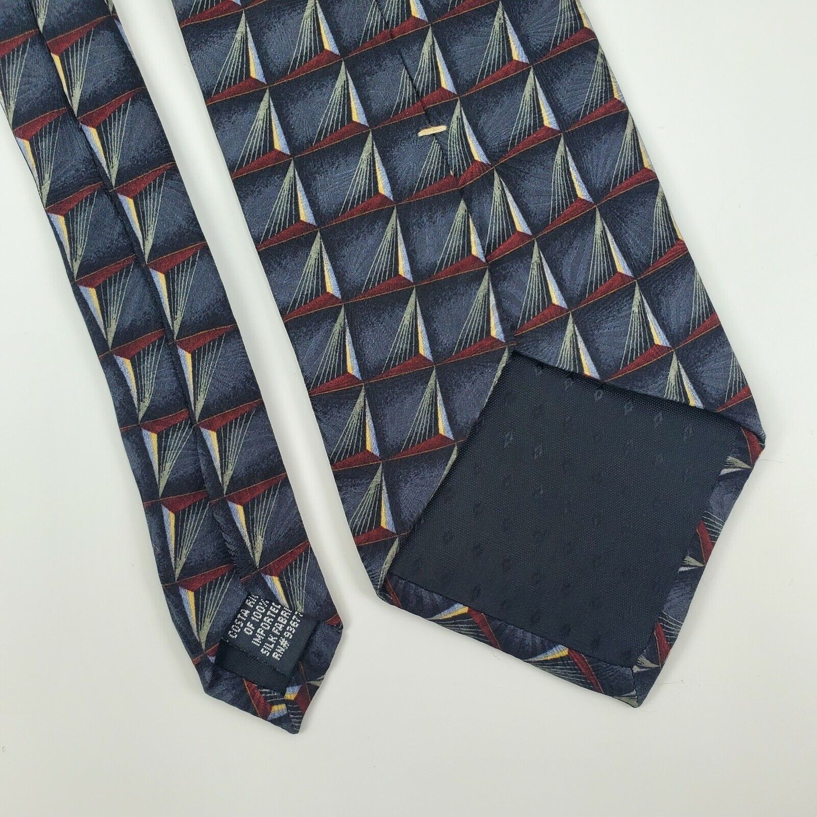 Stafford Stafford Geometric Blue Silk Tie Short Size ONE SIZE - 5 Thumbnail
