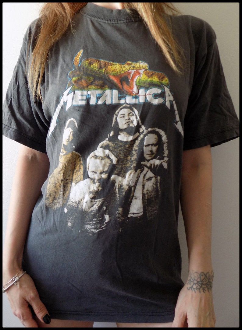 00'S METALLICA Band T-shirt, Band T, Men's M size unclear black type Vintage Second Hand