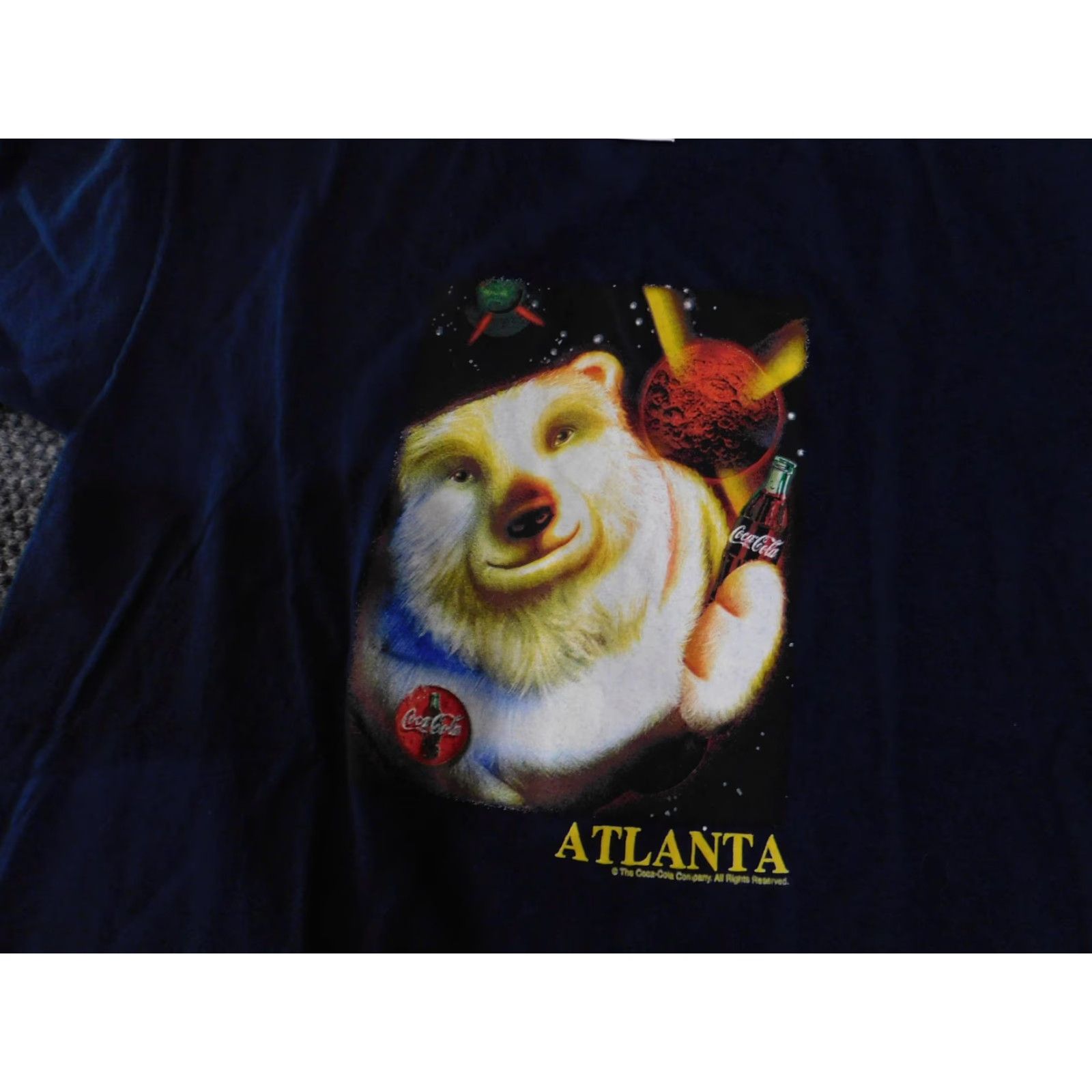 Vintage VINTAGE Coca-Cola Polar Bear Shirt Womens Large Blue Graphic 90s USA Space Atlanta Cotton T-Shirt Size L / US 10 / IT 46 - 5 Thumbnail