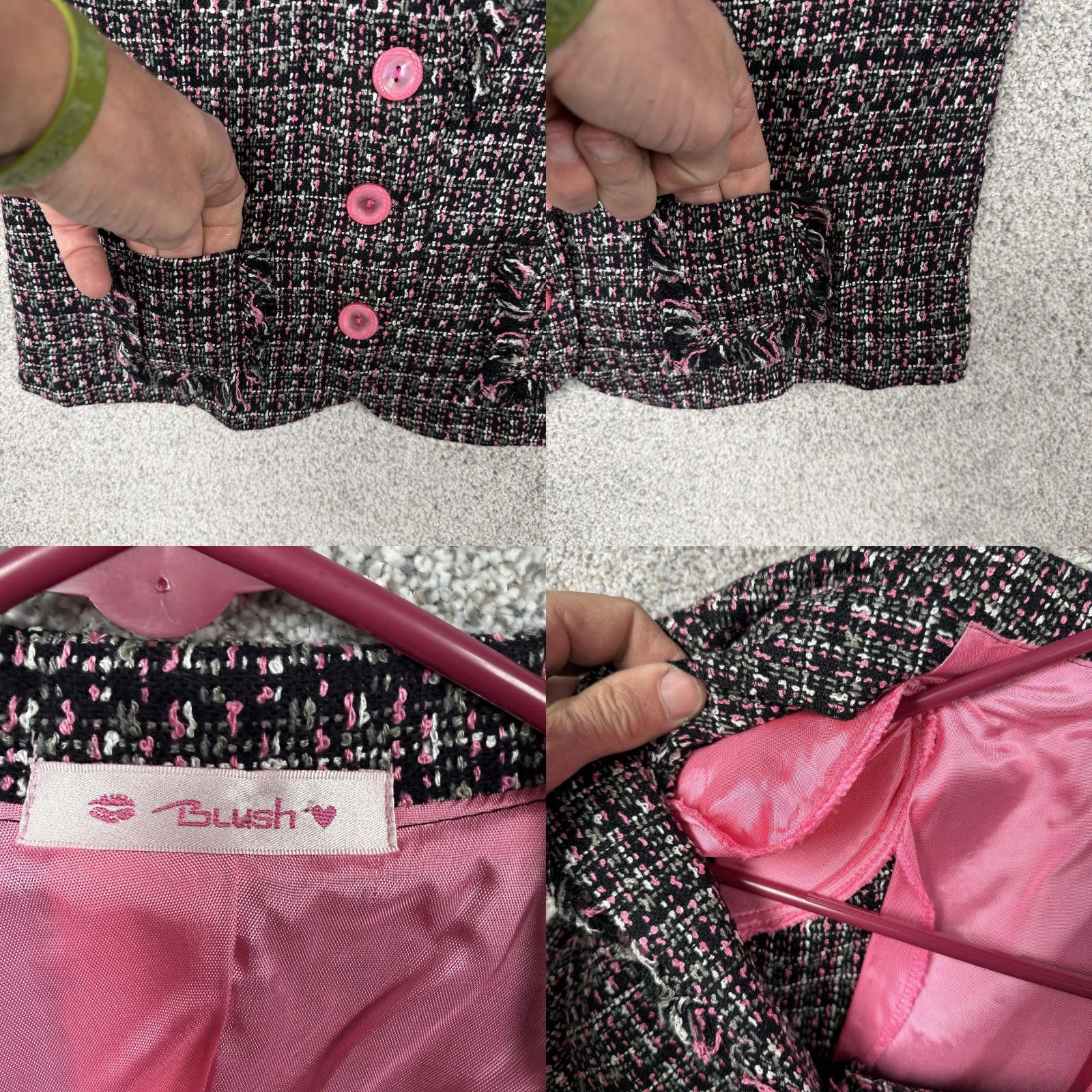 Vintage VINTAGE Blush Skirt Suit Set 11/12 Pink Tweed Coquette Academia Preppy 90s Ladies Womens Girls Teens Fashion Size 32" / US 10 / IT 46 - 8 Thumbnail