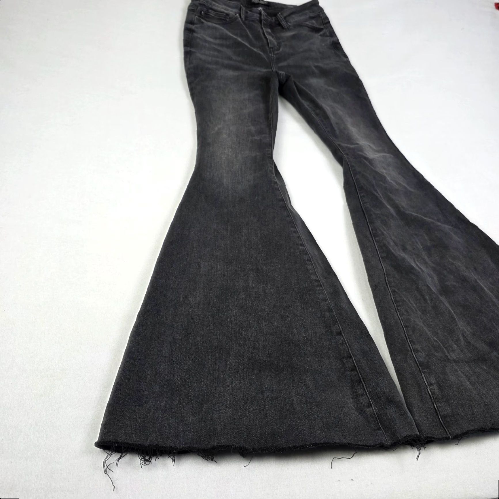 Vintage Judy Blue Jeans Womens Bellbottom High Rise Flared 26x33 Black Stretch Elastic Pockets 3/26 Juniors Size 26" / US 2 / IT 38 - 3 Thumbnail