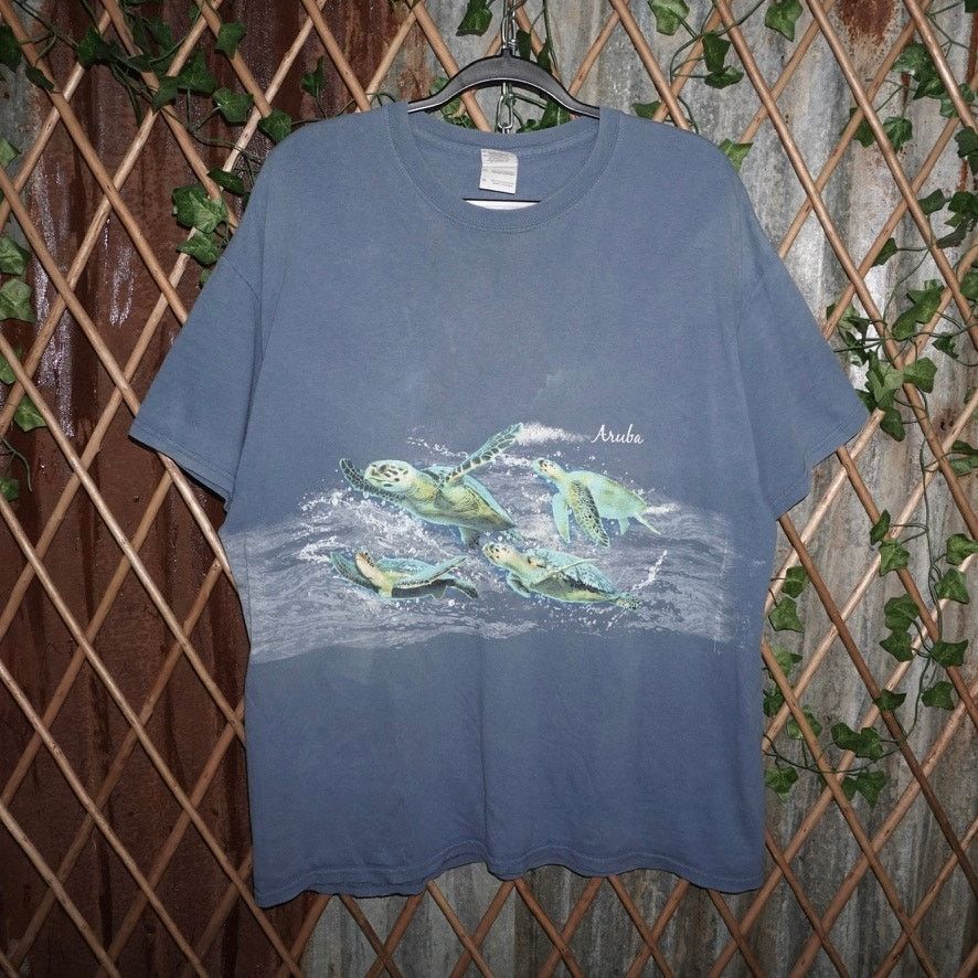 Gildan XL - Vintage Y2K sea life aquatic 2000s wraparound t-shirt Size US XL / EU 56 / 4 - 1 Thumbnail