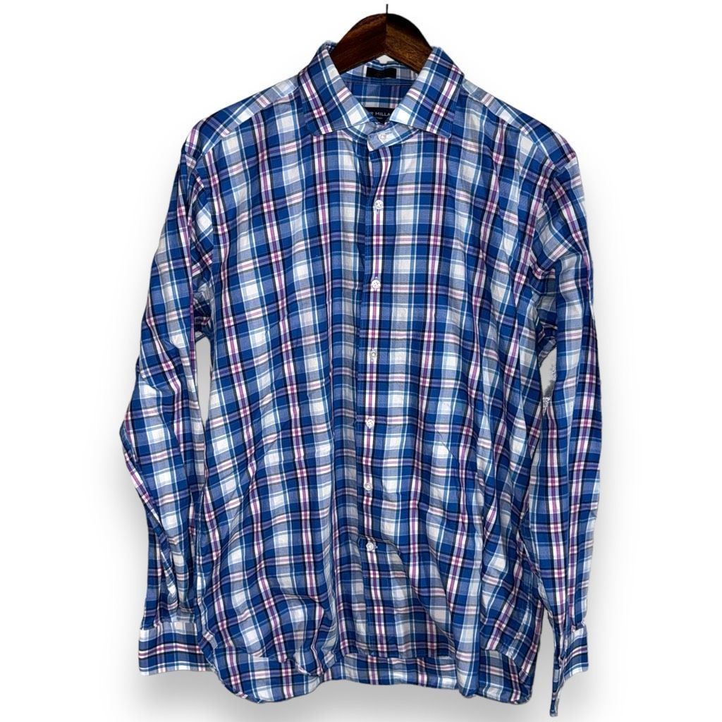 Peter Millar Peter Millar Collection Blue Plaid Dress Shirt L Size US L / EU 52-54 / 3 - 1 Thumbnail