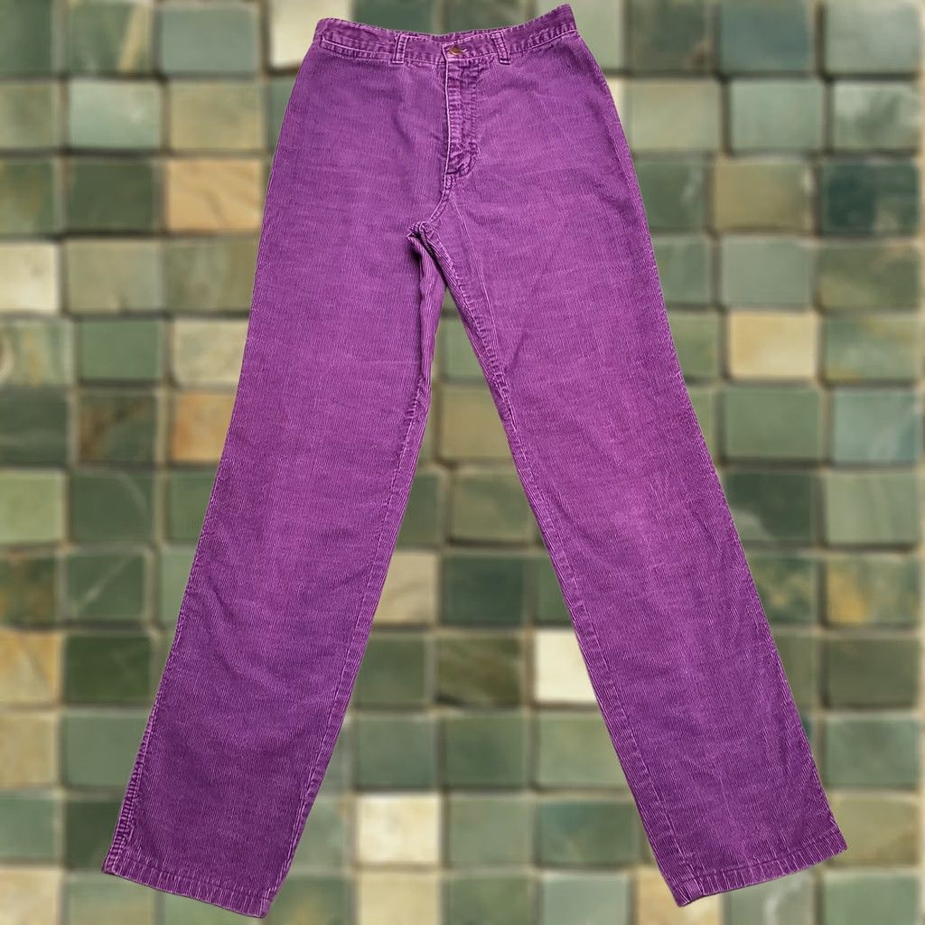Etro VINTAGE Chemin De Fer Pants Womens 25x30 Purple Corduroy Casual 70s Retro Casual Pants Womens 25 Purple Corduroy 70s USA University Womens Size 42" / US 20 - 1 Thumbnail