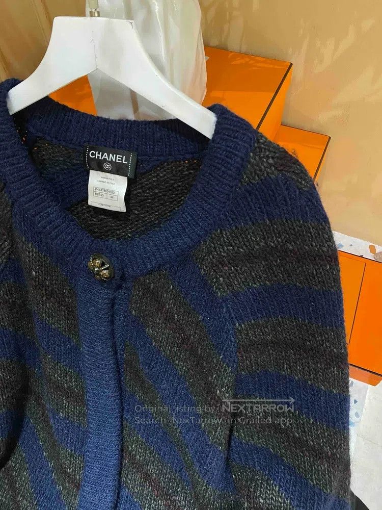 Chanel Chanel 12a Mumbai Tibetan green glazed buckle knitted coat Size M / US 6-8 / IT 42-44 - 3 Thumbnail