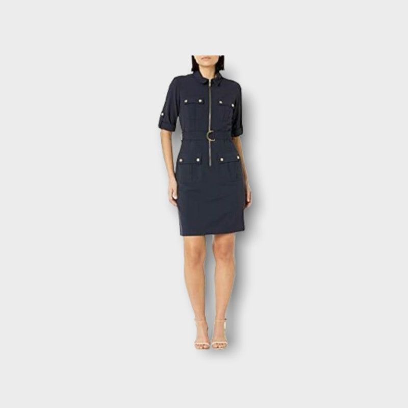 Nordstrom Sharagano | Women's Zip-Front Shirt Dress | Size 6 Size M / US 6-8 / IT 42-44 - 4 Thumbnail