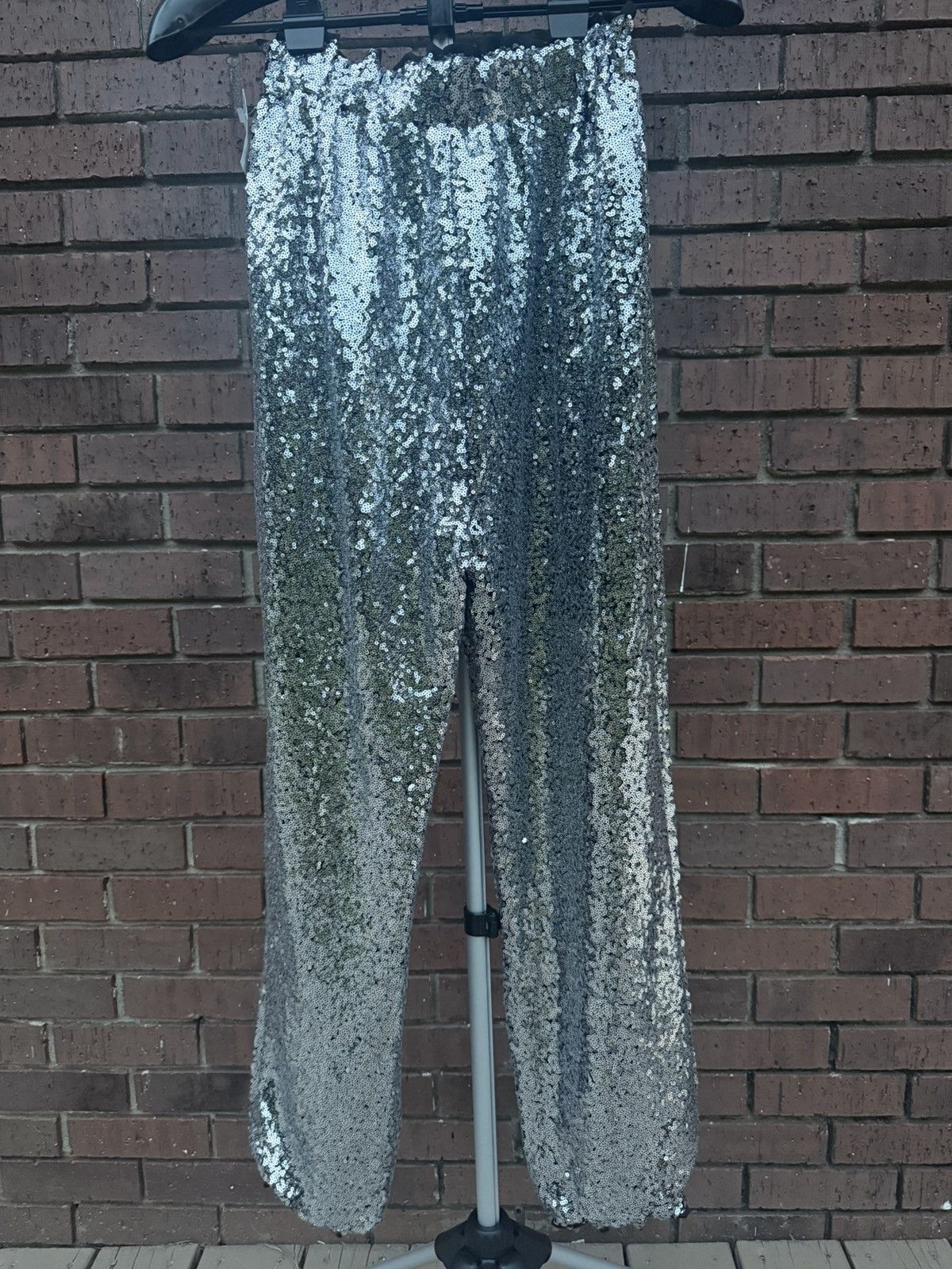 Other Glam Hazel Sequin Joggers Sliver Black Pants Women Medium Size 26" / US 2 / IT 38 - 5 Thumbnail
