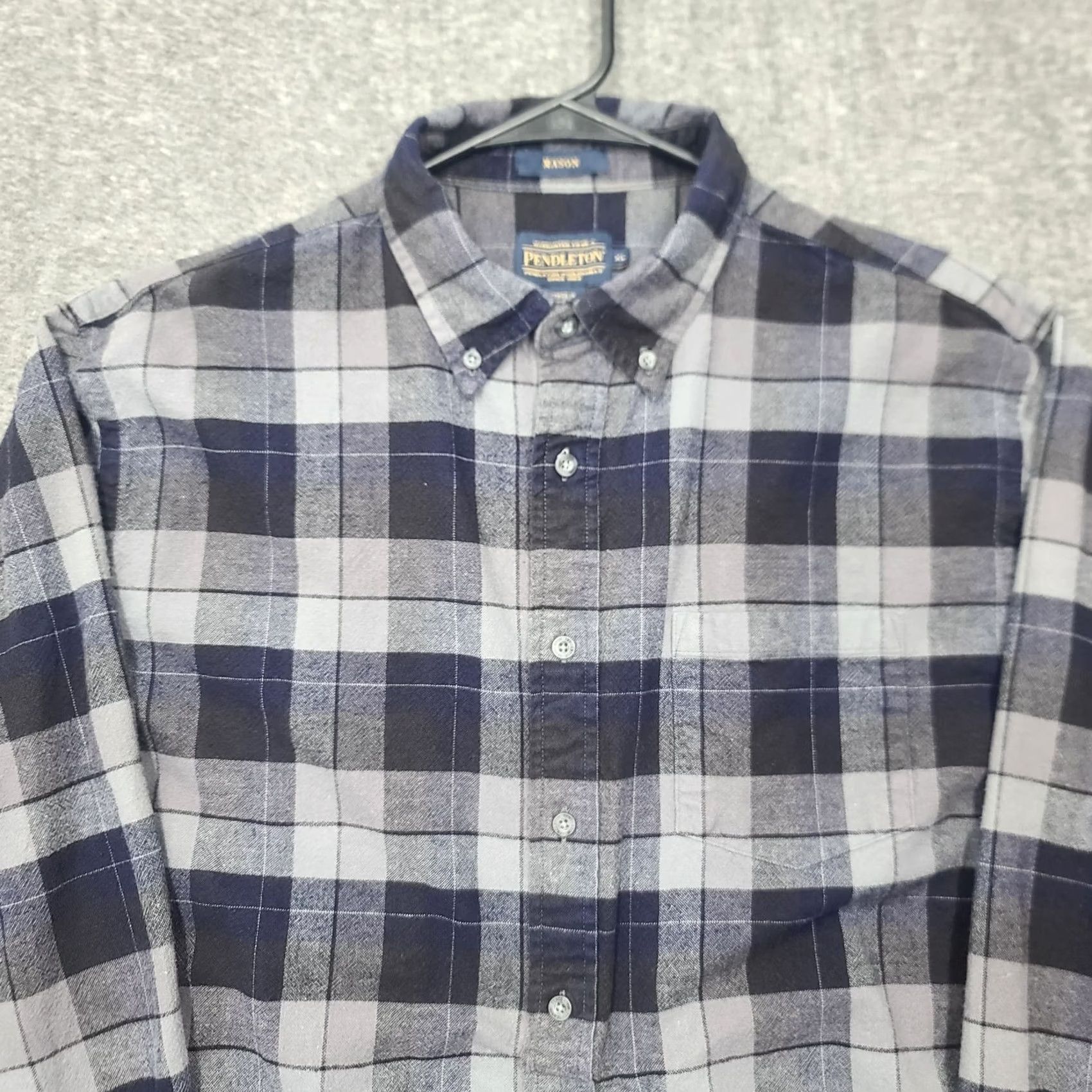 Pendleton Pendleton Mason Cotton Flannel Shirt Mens XL Long Sleeve Blue Gray Plaid Button-Down Collar Casual, Travel Twill Size US XL / EU 56 / 4 - 4 Thumbnail