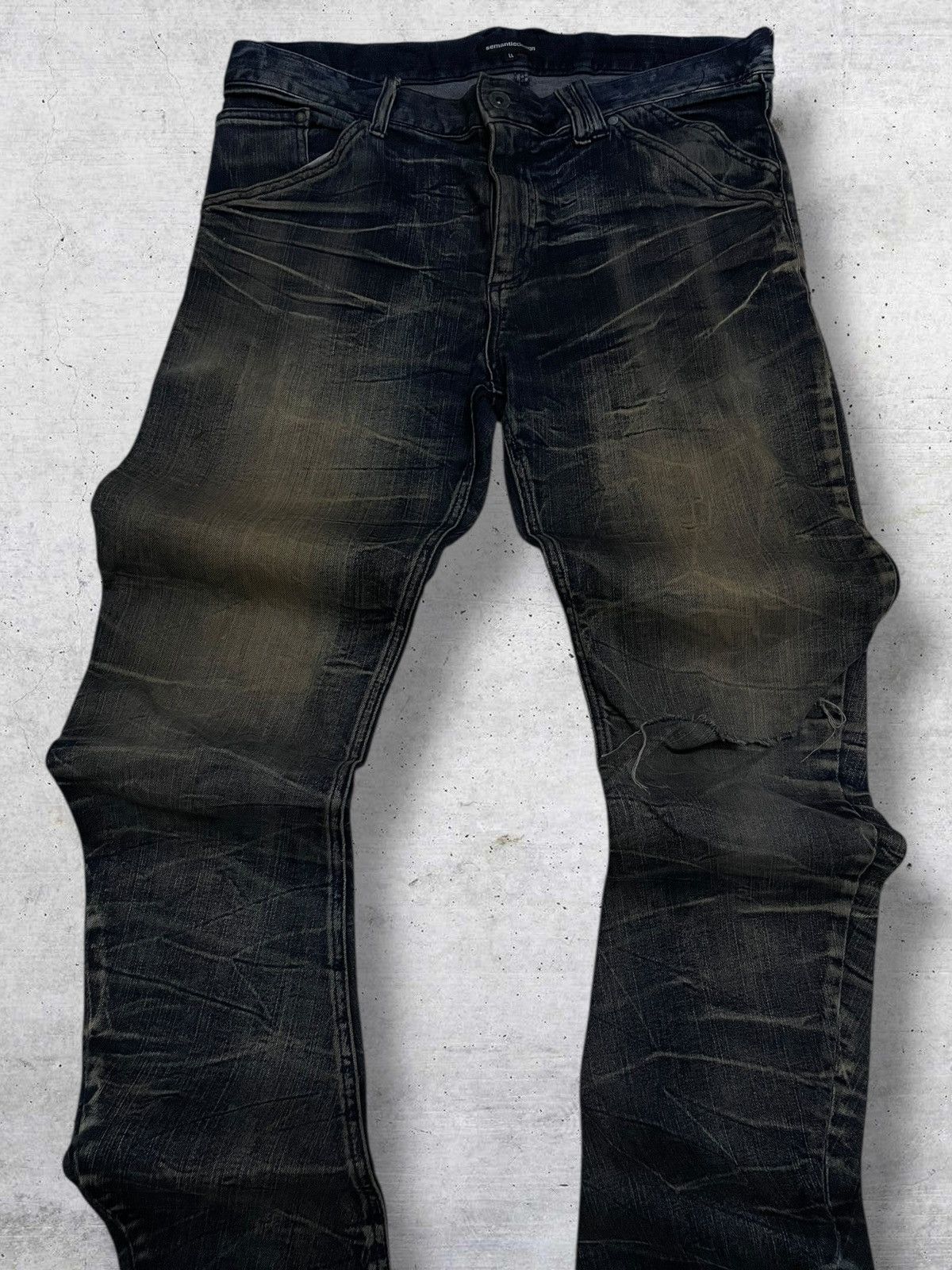 semanticdesign VINTAG SEMANTIC DESIGN OG JAPAN DESIGNER MUDWASH PUNK DENIM Size US 34 / EU 50 - 4 Thumbnail