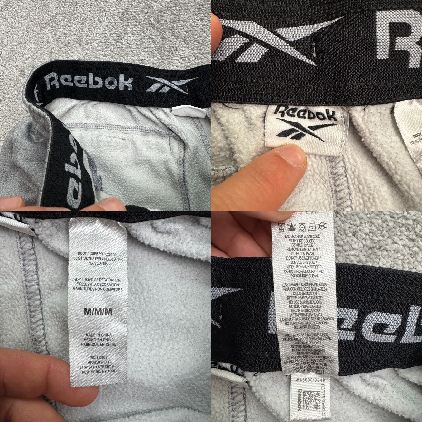 Reebok Reebok Jogger Pant Sweatpants Mens Medium Gray Regular Fit Elastic Waist Pockets Fleece Tech Athletic Sports Athleisure Training Size US 31 - 8 Thumbnail
