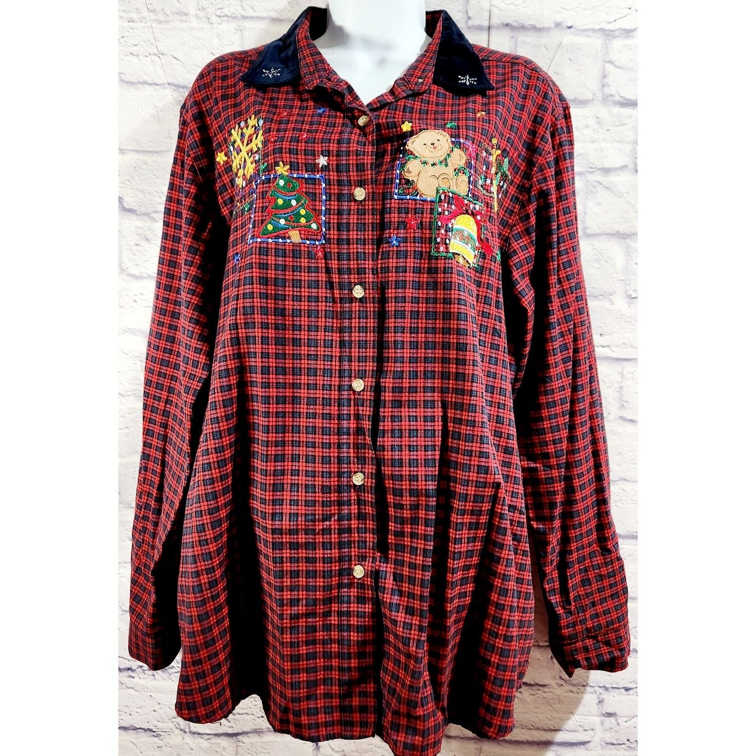 Other VTG Bobbie Brooks Embroidered Christmas Scene Button Top L Size L / US 10 / IT 46 - 1 Thumbnail