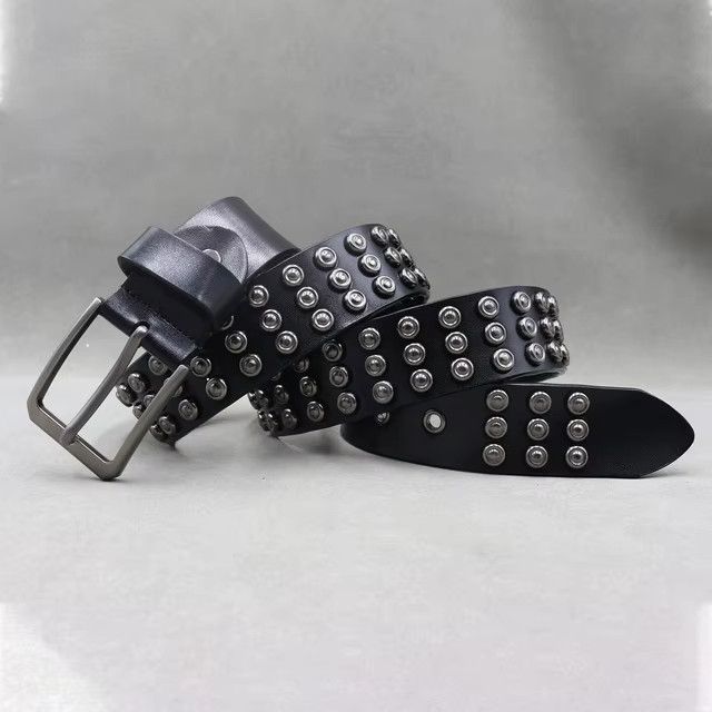Jewelry Square Bead Rivet Belt Metal Pyramid Belt Size ONE SIZE - 6 Thumbnail