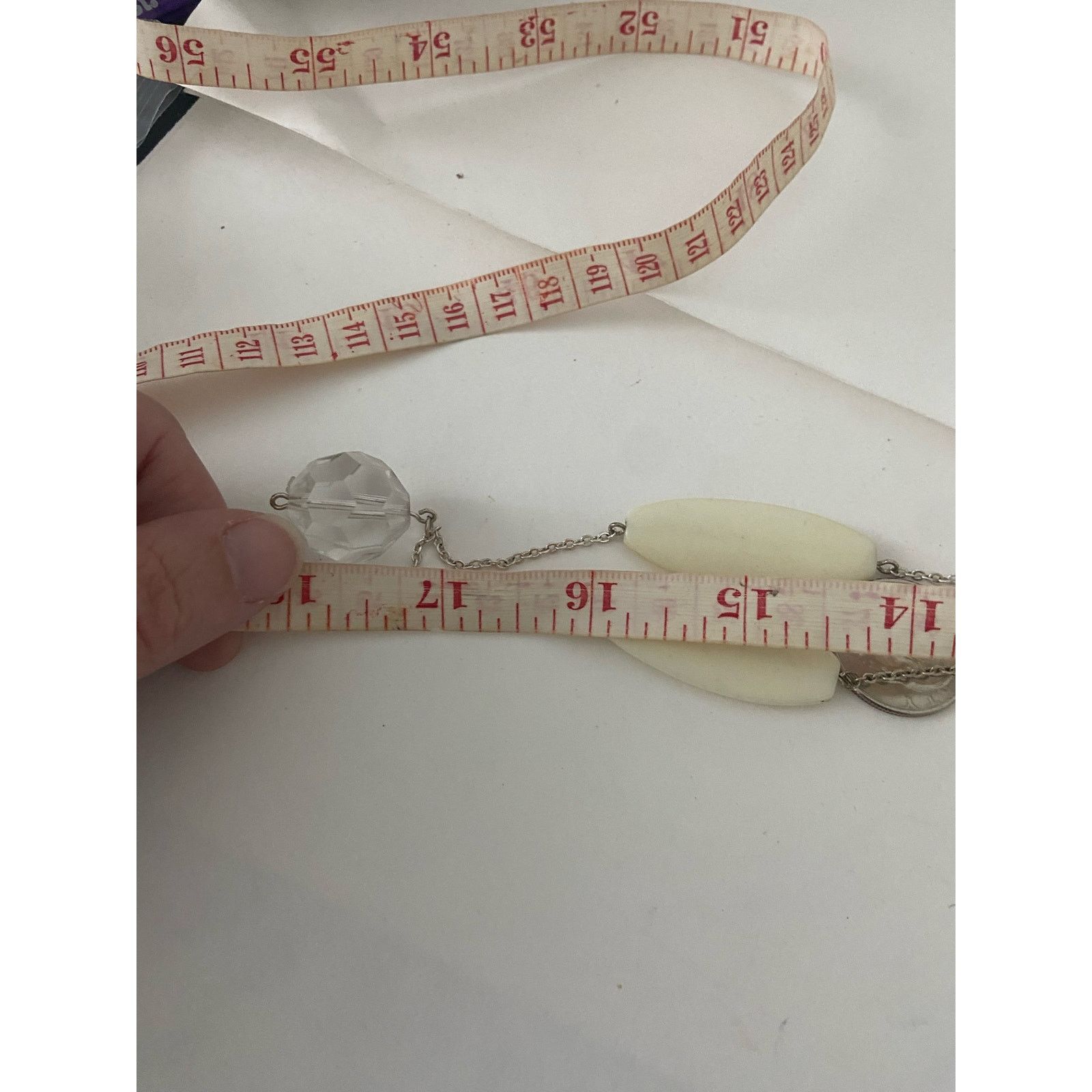 George Clear and oval white bead chain necklace silver tone Size ONE SIZE - 4 Thumbnail