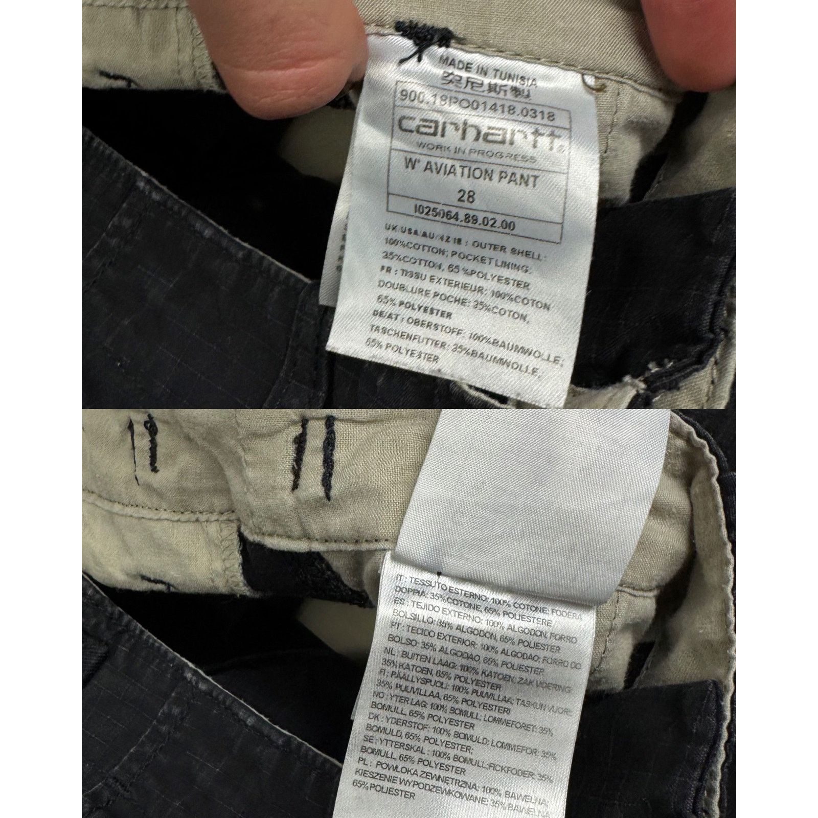Carhartt Carhartt WIP Womens Black Straight Ripstop Aviation Pants 28 Size 28" / US 6 / IT 42 - 3 Thumbnail
