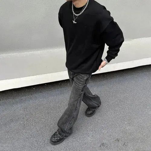 Designer × Japanese Brand × Jean Loose Straight-leg Flared Black Jeans Size US 31 - 4 Thumbnail