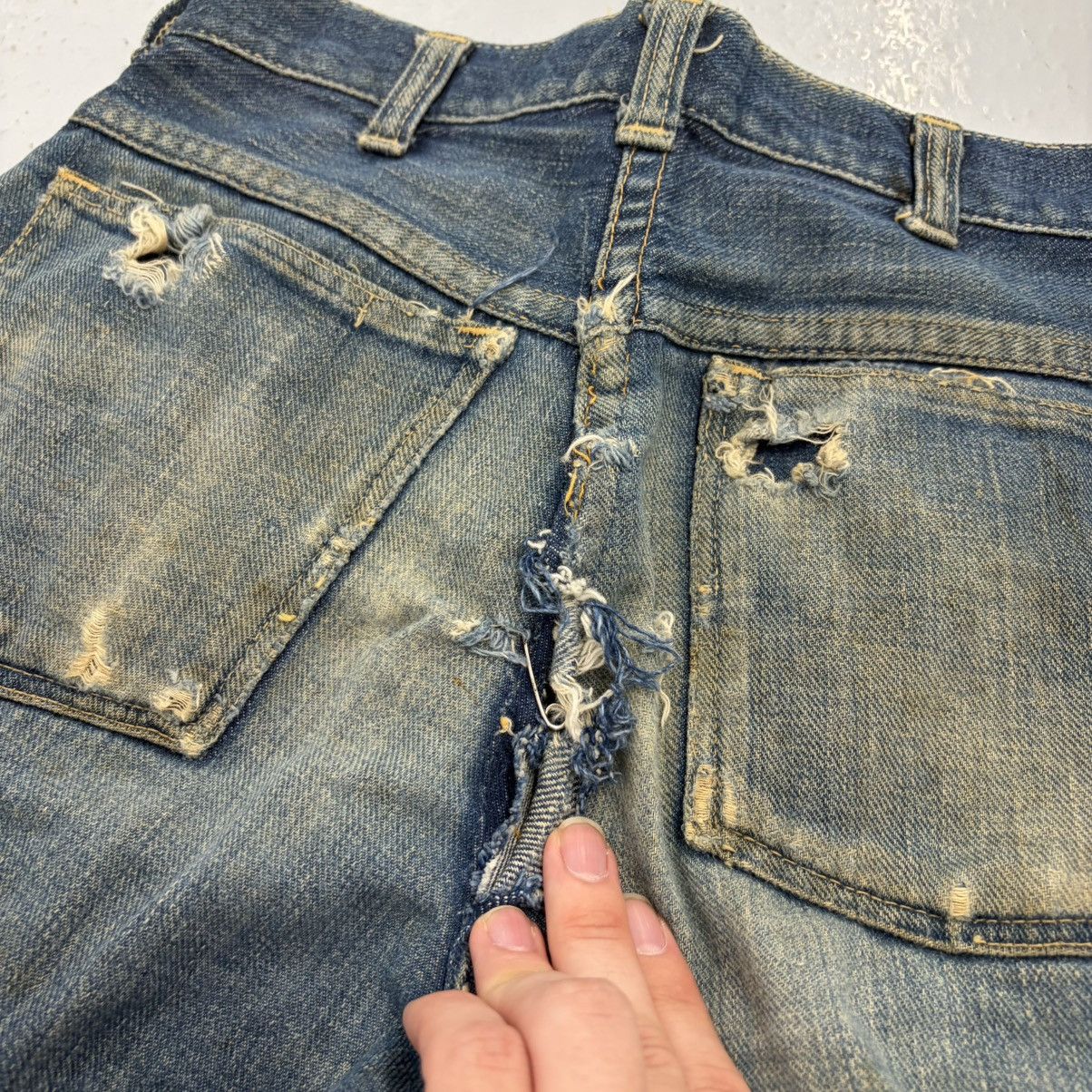 Other Vintage 50s Blue Distressed Workwear Jeans 24x23 Size 24" / US 00 / IT 34 - 4 Thumbnail