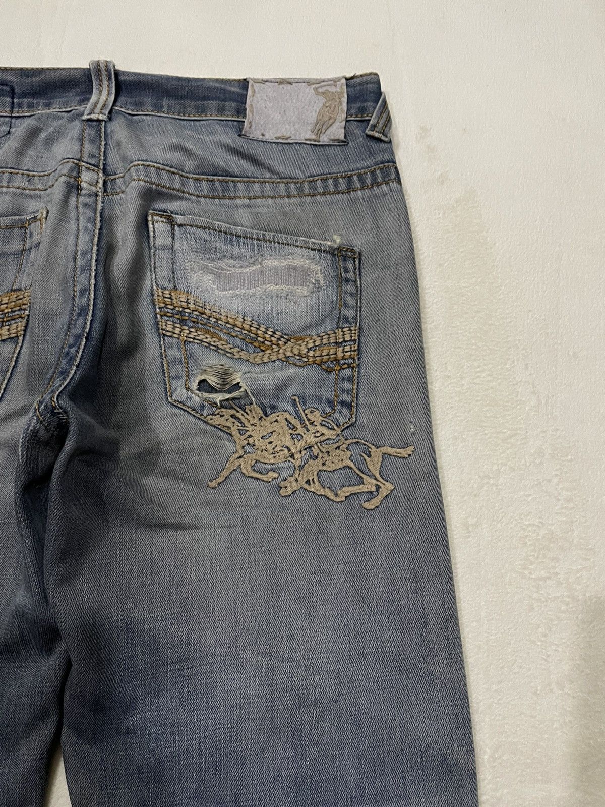 Polo Ralph Lauren Vintage Polo Denim Distress Mudwash Faded Jeans Size US 33 - 12 Thumbnail