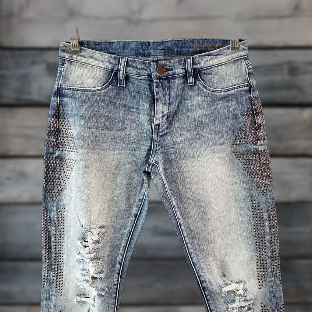 Vintage BLANKNYC Womens Skinny Jeans Sz 27 Blue Distressed Low Rise Denim Cotton Blend Inseam 29 Body Womens Jeans Skinniressure? Size 27" / US 4 / IT 40 - 1 Thumbnail