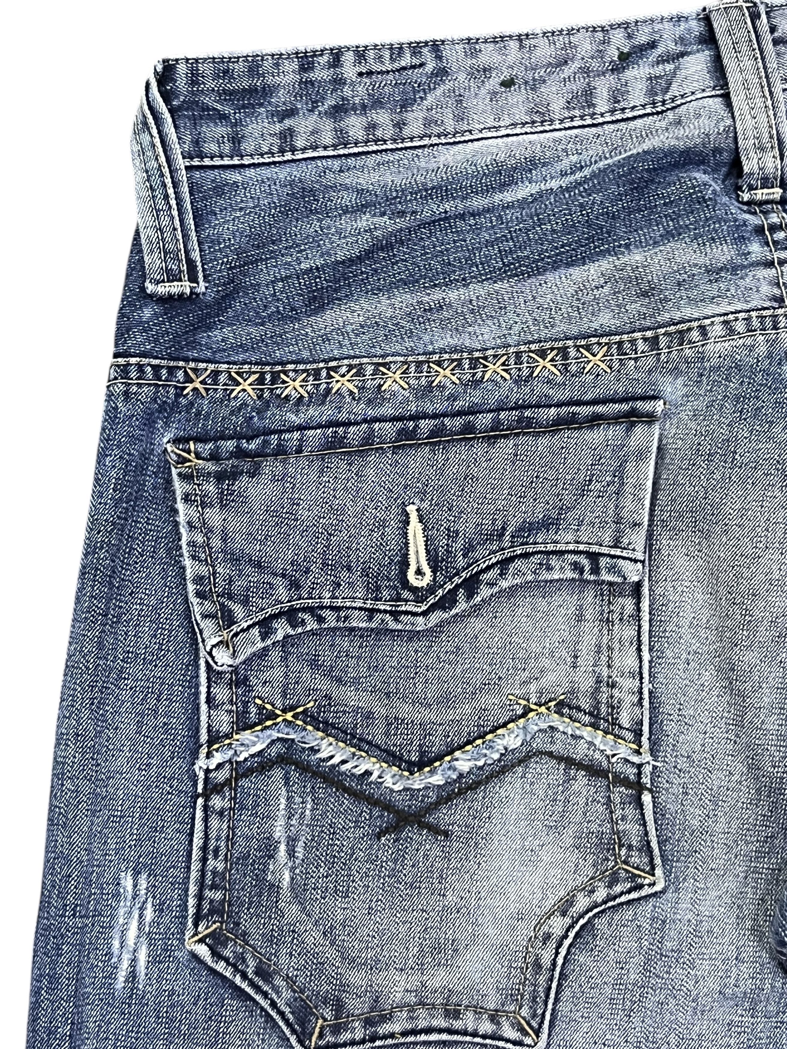 KISS 💋KISSMARK JAPAN Sick Design Half Double Waist Denim Jeans Size US 31 - 11 Thumbnail