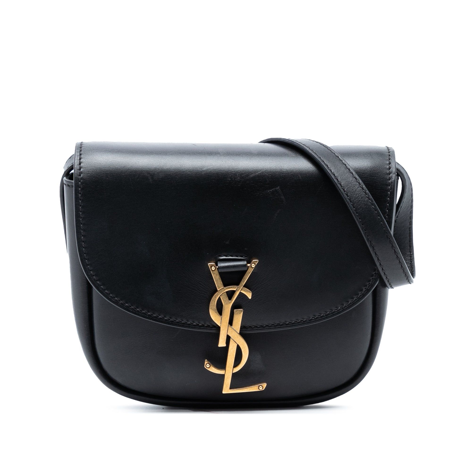 Saint Laurent Paris Small Leather Monogram Kaia Crossbody in Black, Women's