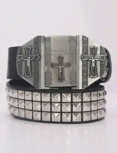Japanese Brand Fuyuka x Fuka Rock punk style genuine leather belt Size 32 - 4 Thumbnail