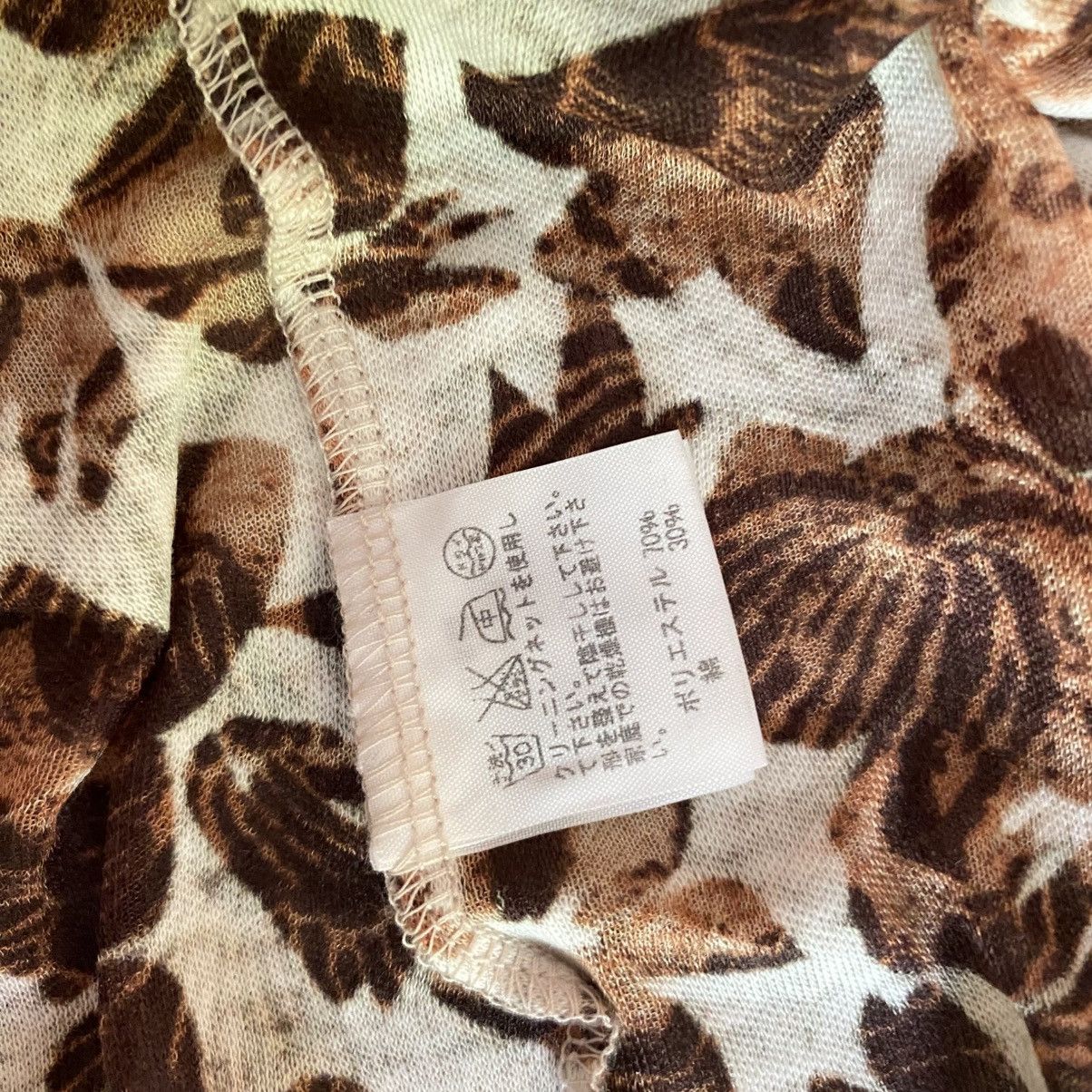 Issey Miyake Plantation Brown Leaf Print Short Sleeve Blouse Size M / US 6-8 / IT 42-44 - 4 Thumbnail