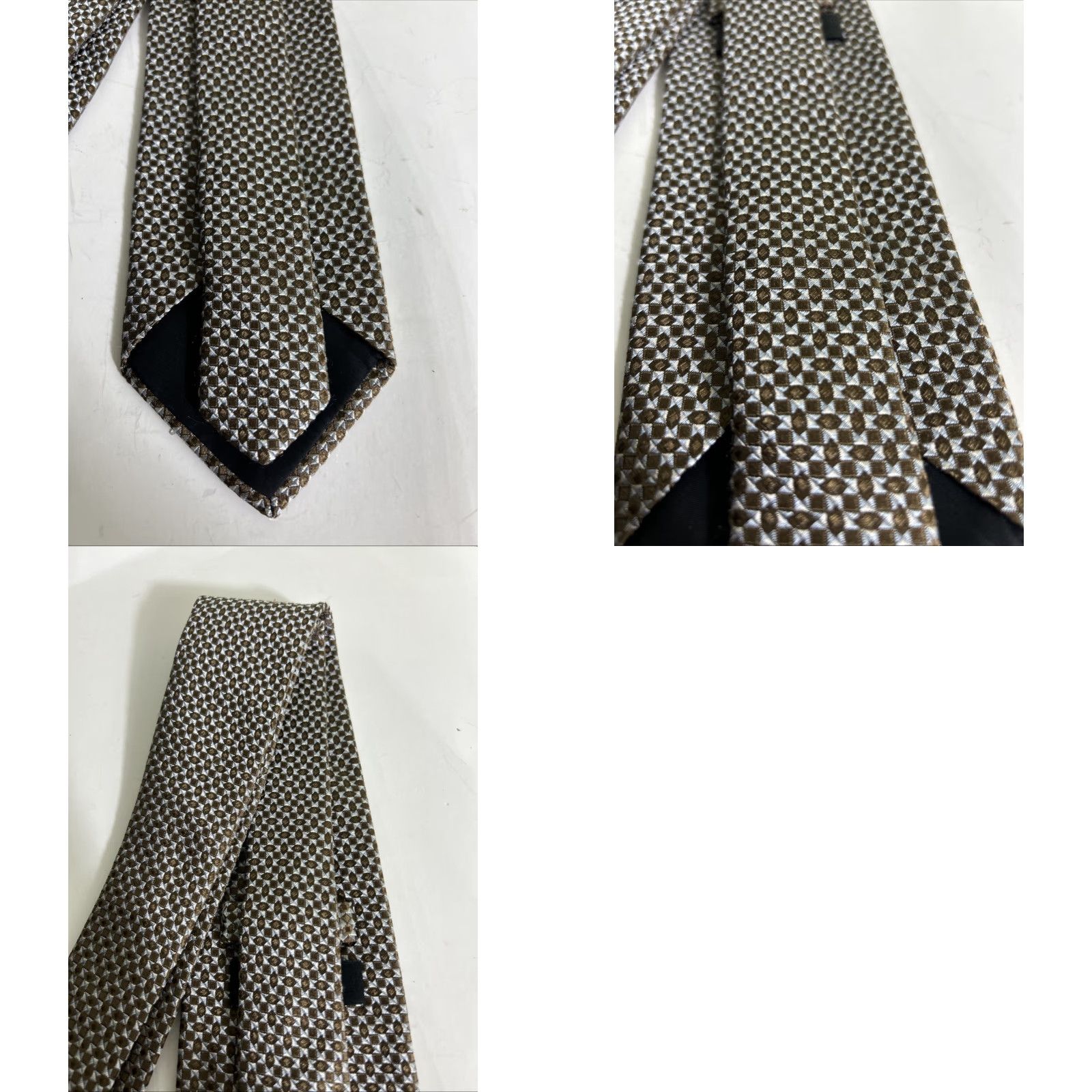 Hugo Boss HUGO BOSS Necktie Blue Brown Geometric Design Viscose Acetate Men Tie Size ONE SIZE - 9 Thumbnail