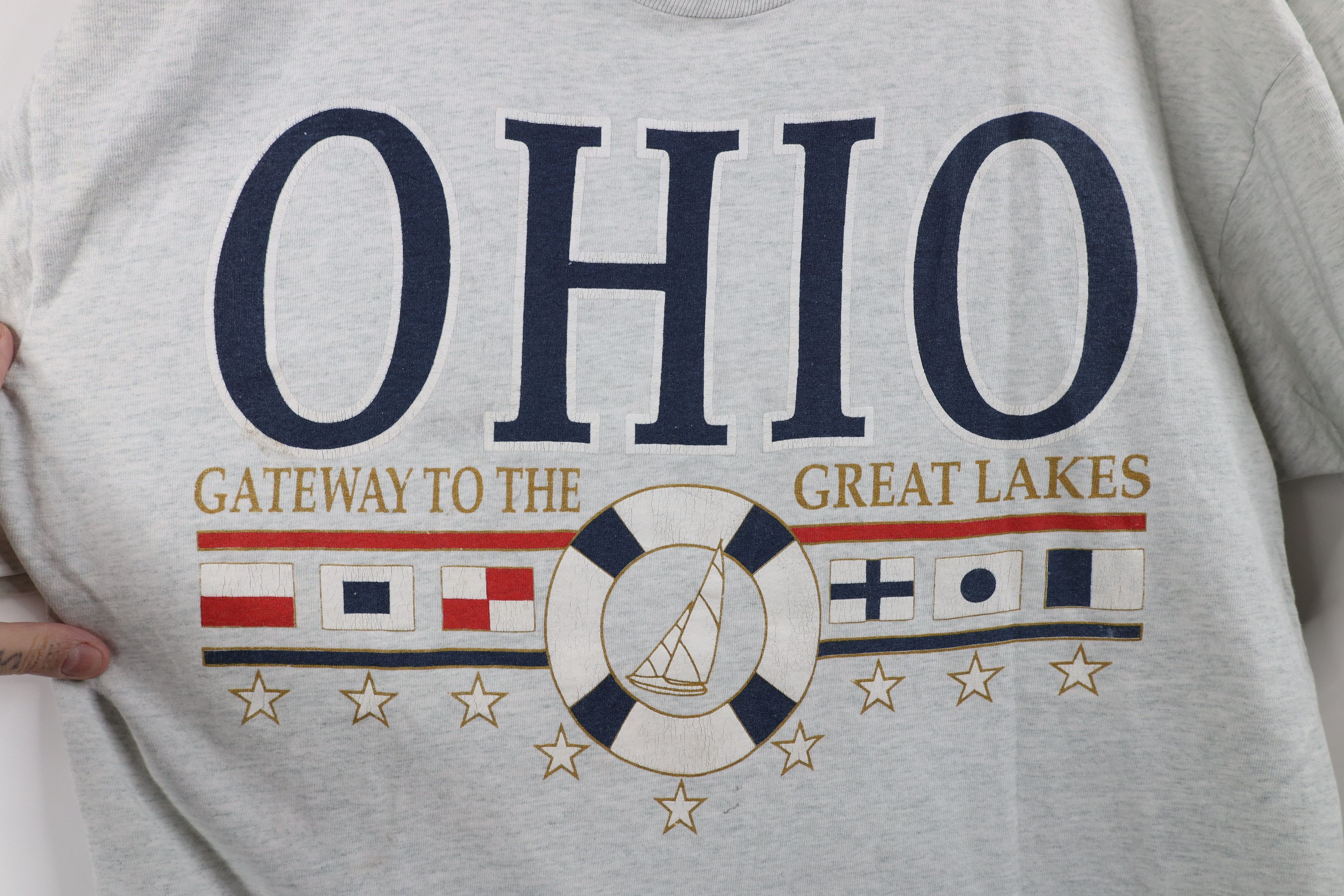 Vintage Vintage 90s Streetwear Ohio Sailing Great Lakes T-Shirt USA Size US XL / EU 56 / 4 - 4 Thumbnail