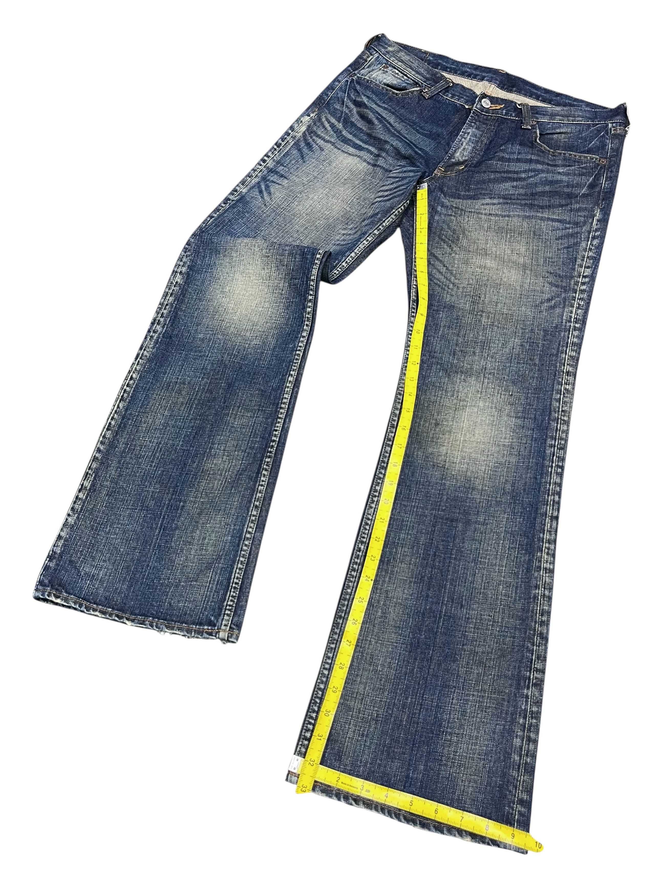 Blue Blue Japan 🔥Rare Bobson Crack Wash Indigo Rusty Flare Jeans Bited Heel Size US 32 / EU 48 - 14 Thumbnail