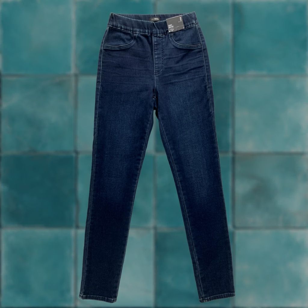 Express Express Jeans Womens Small Blue High Rise Skinny PulLOn Jeggings Supersoft Knit Size 28" / US 6 / IT 42 - 1 Thumbnail