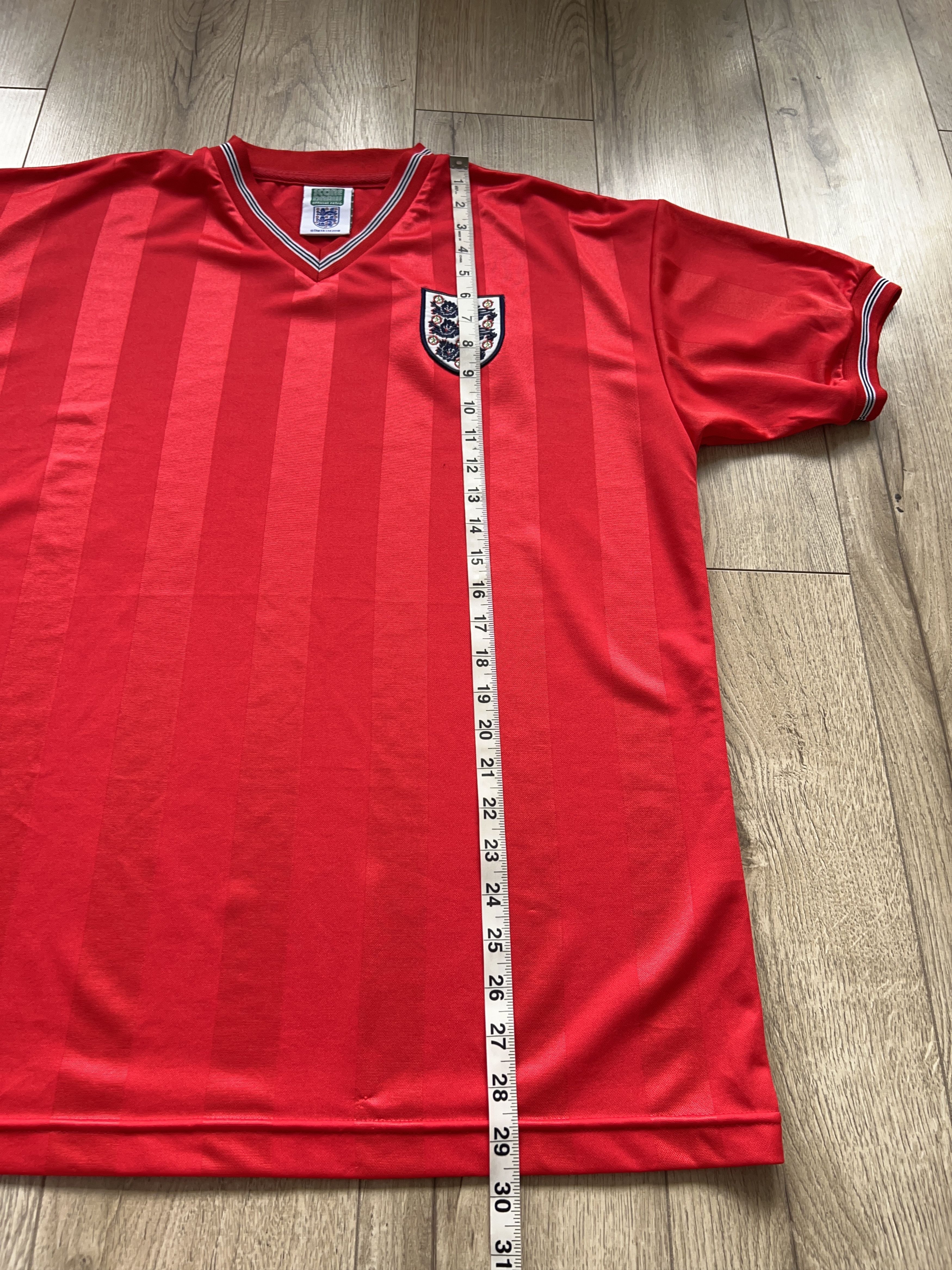Vintage Score Draw England 1980s National Team Vintage Red T Shirt Size US L / EU 52-54 / 3 - 8 Thumbnail