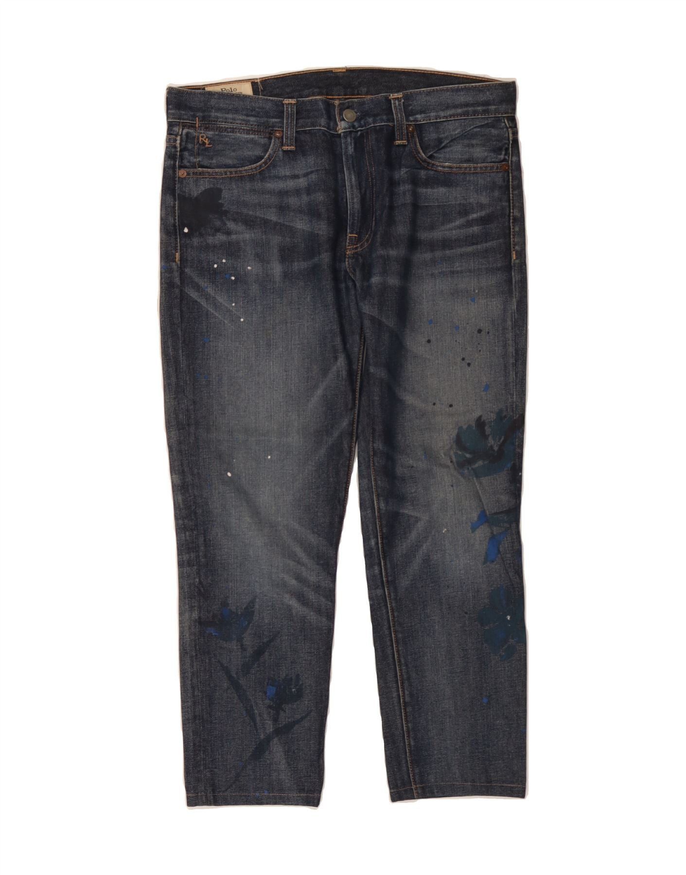 Polo Ralph Lauren Womens Boyfriend Graphic Cropped Jeans W34 L25 Navy Blue Size 42" / US 20 - 1 Thumbnail
