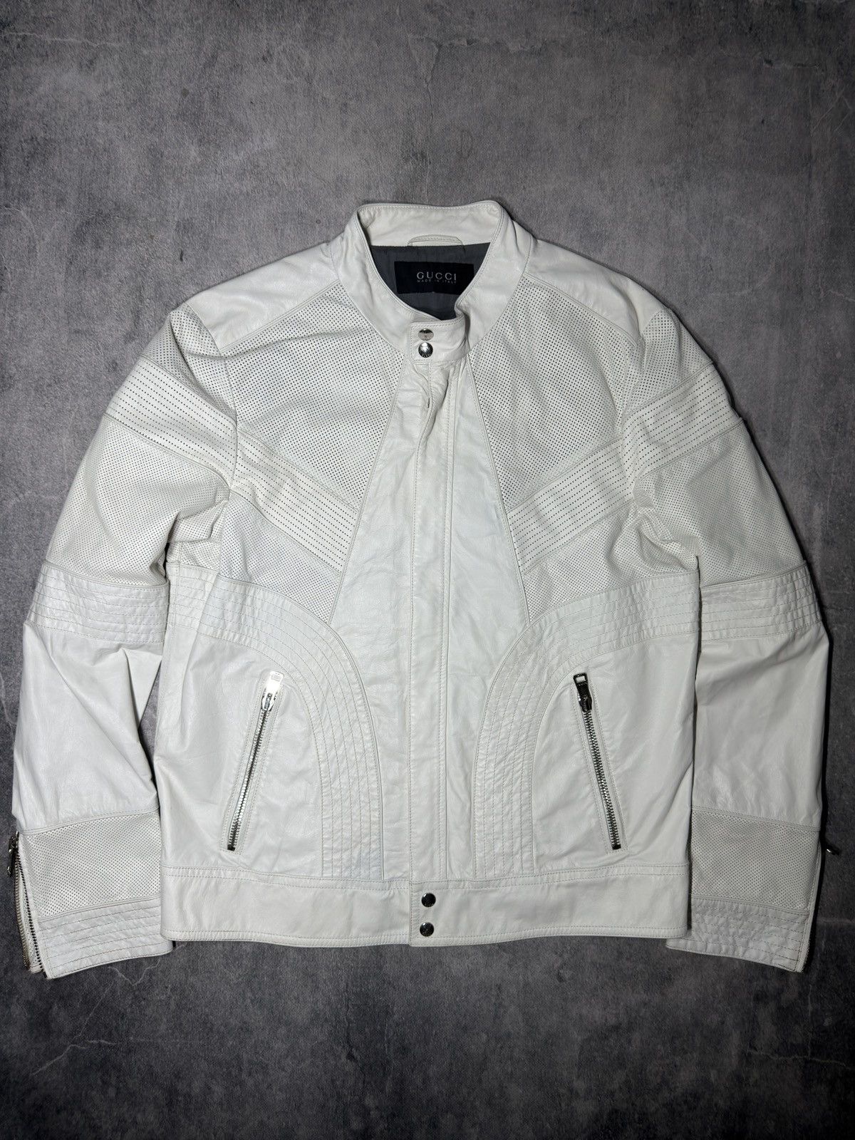 Gucci Gucci 2010 Nappa Leather Panelled Biker Jacket - IT54 Size US L / EU 52-54 / 3 - 1 Thumbnail