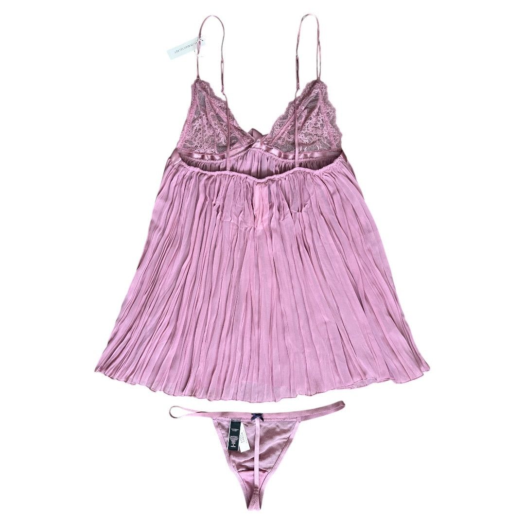 Victoria's Secret Victoria's Secret Very Sexy Muave Pleated Babydoll Set, M Size ONE SIZE - 3 Thumbnail