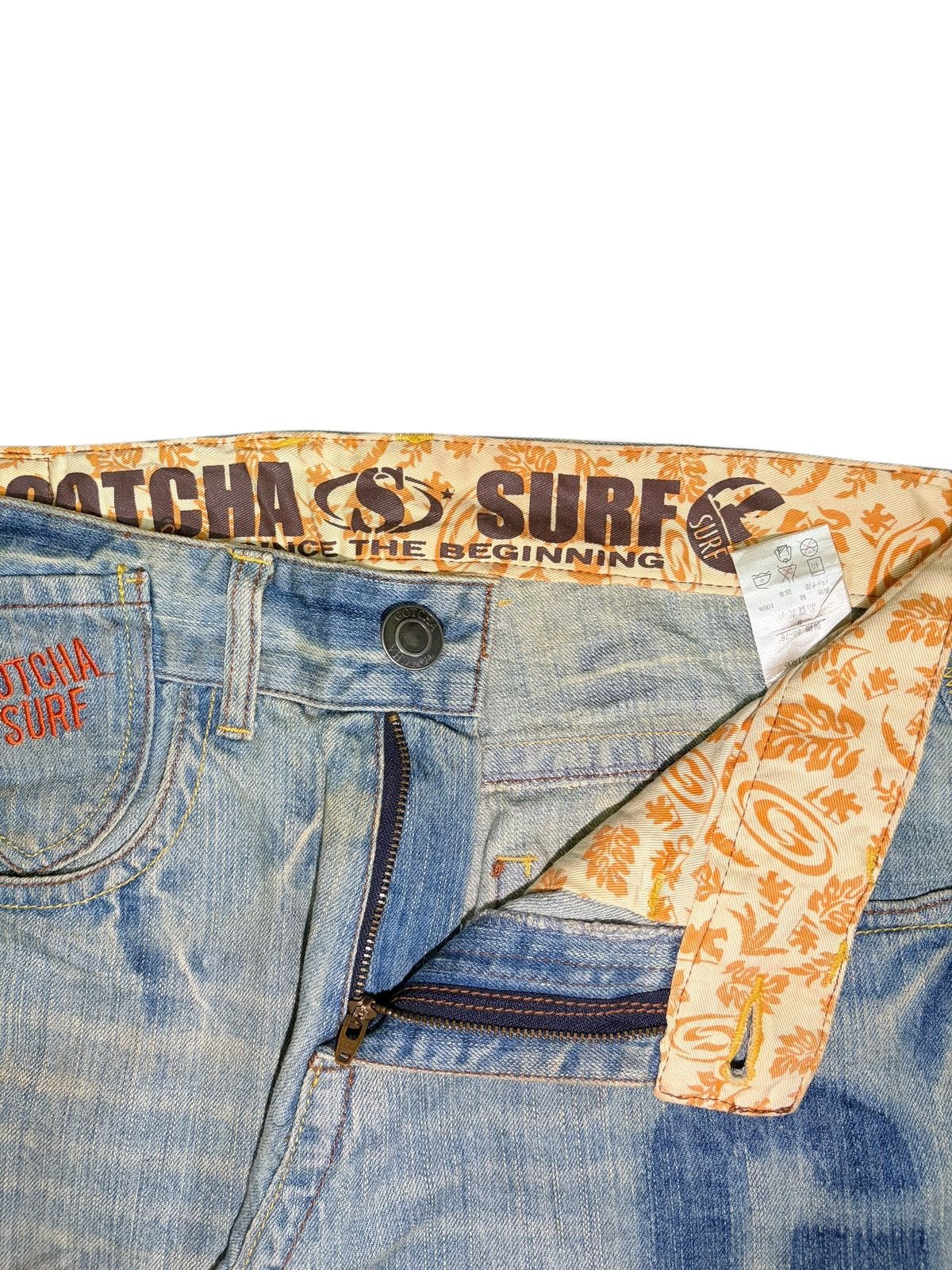 Gotcha Vintage Japanese Brand Mud Wash Distress Jean Shorts Size US 32 / EU 48 - 4 Thumbnail