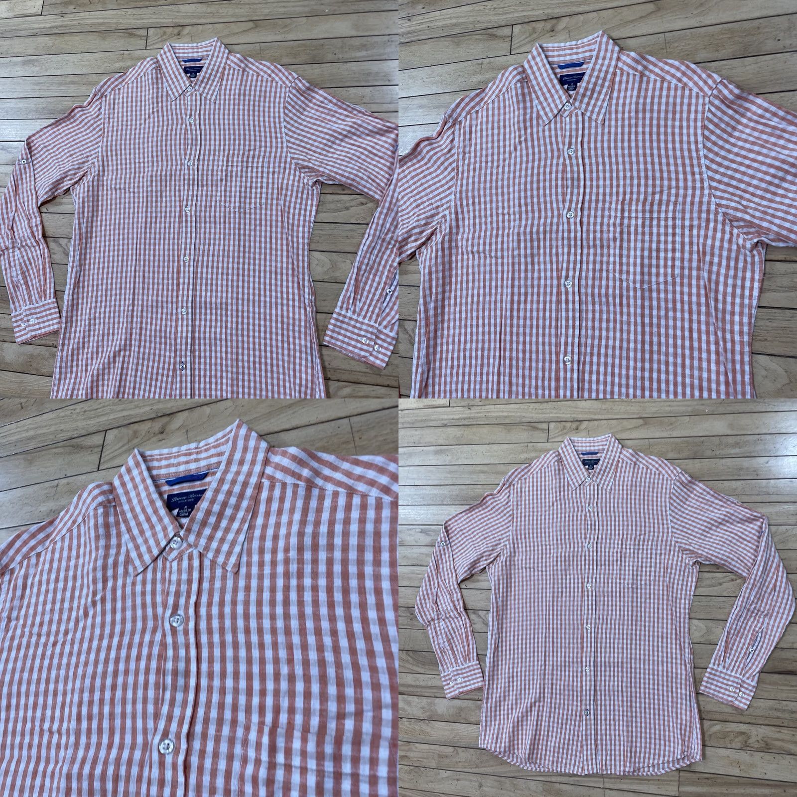 Vintage LINEA ROSSA Signature Long Sleeve Linen Shirt Men M BrightOrange Plaid Assaraf Size US M / EU 48-50 / 2 - 9 Thumbnail