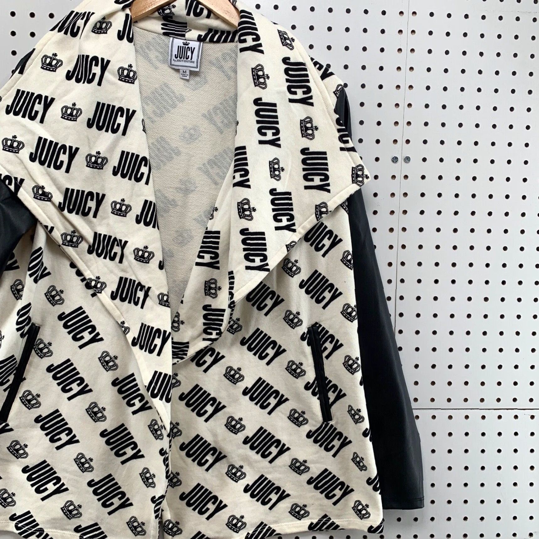 Juicy Couture Juicy Couture Blazer Jacket Womens M All Over Print Long Sleeves AOP Spellout Black Size M / US 6-8 / IT 42-44 - 6 Thumbnail