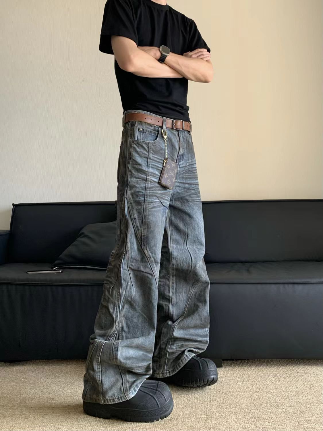 Japanese Brand × Jean Blue washed distressed American vintage straight jeans Size US 32 / EU 48 - 1 Thumbnail