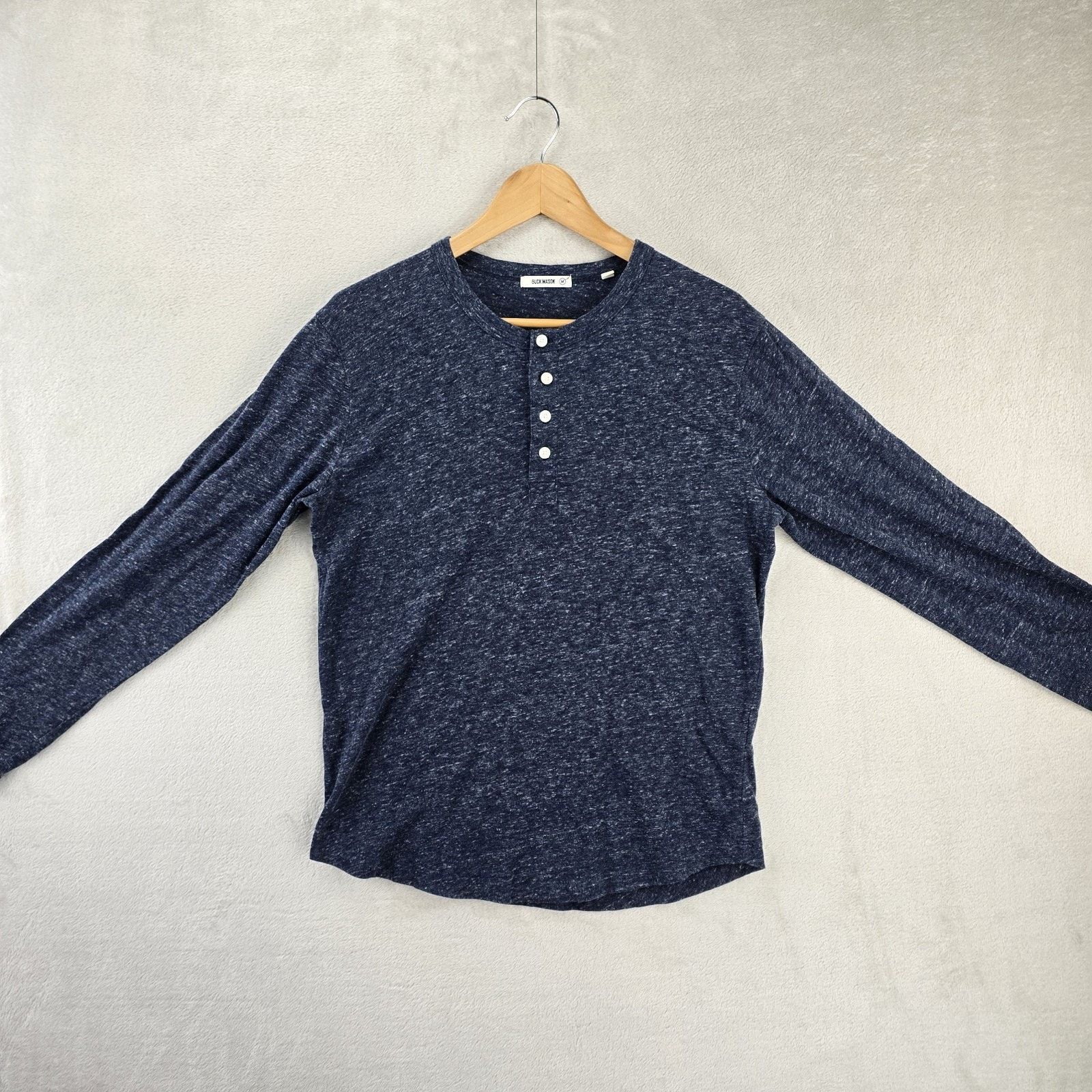 Buck Mason Buck Mason Henley Shirt Medium Lightweight Heather Navy Blue Size US M / EU 48-50 / 2 - 2 Thumbnail