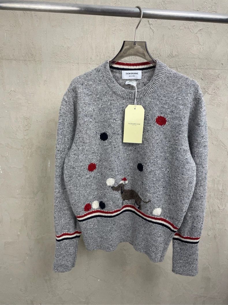 Thom Browne Thom browne Gray stripe Christmas puppy round-neck wool sea Size US L / EU 52-54 / 3 - 1 Thumbnail