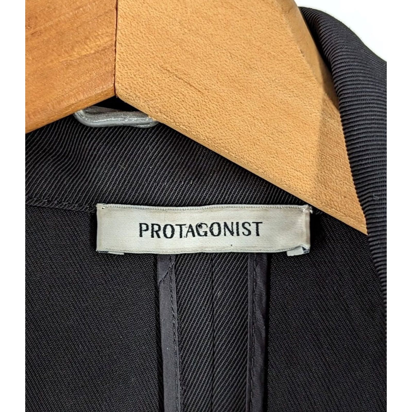 Vintage Protagonist Shirt Jacket Womens One Size Black Rayon Belted Trench Coat Spring 2016 Runway Womens Size ONE SIZE - 7 Thumbnail