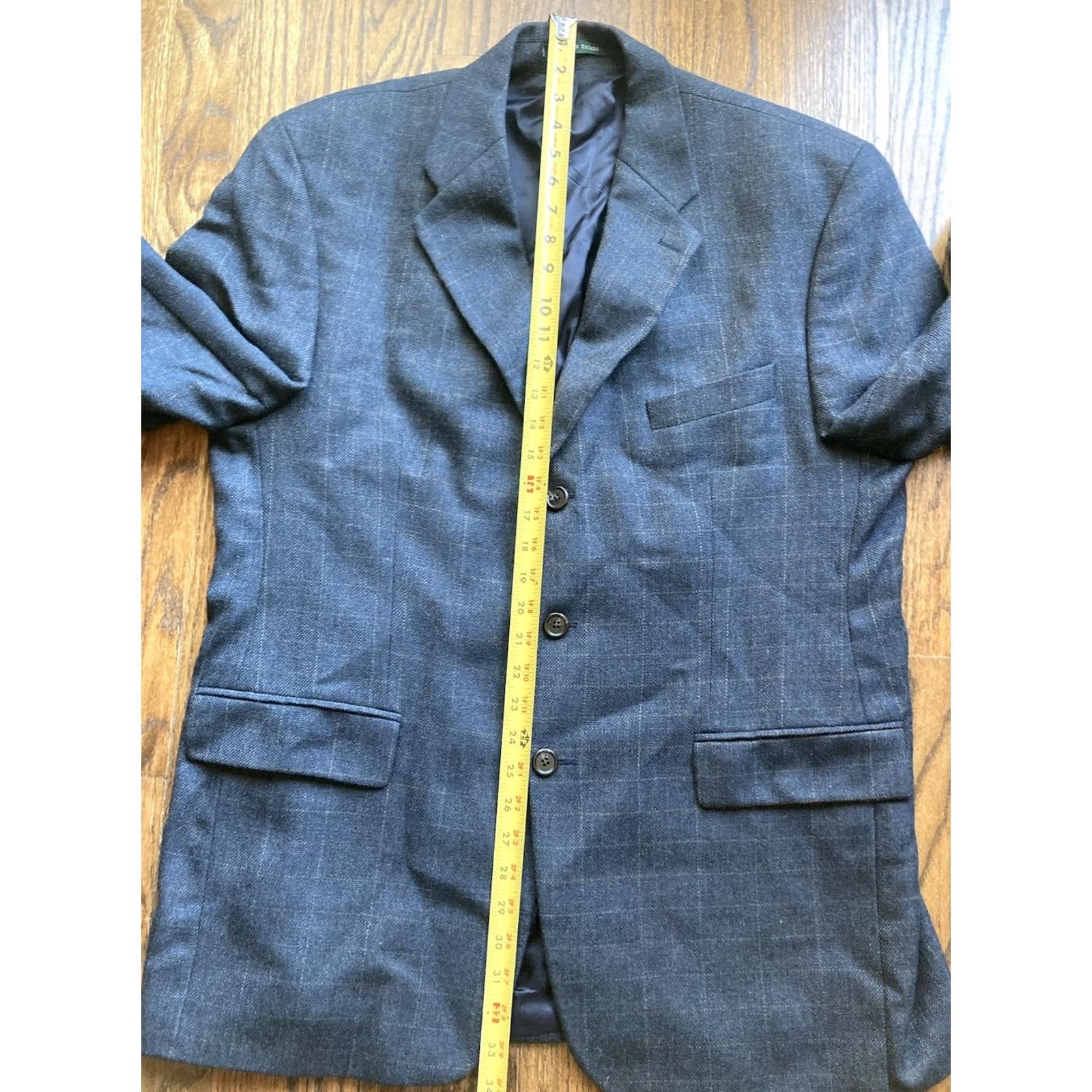Ralph Lauren Lauren Ralph Lauren Blazer Jacket Mens Size 44R Blue Navy Plaid Check Wool 3 Button Size 44R - 6 Thumbnail